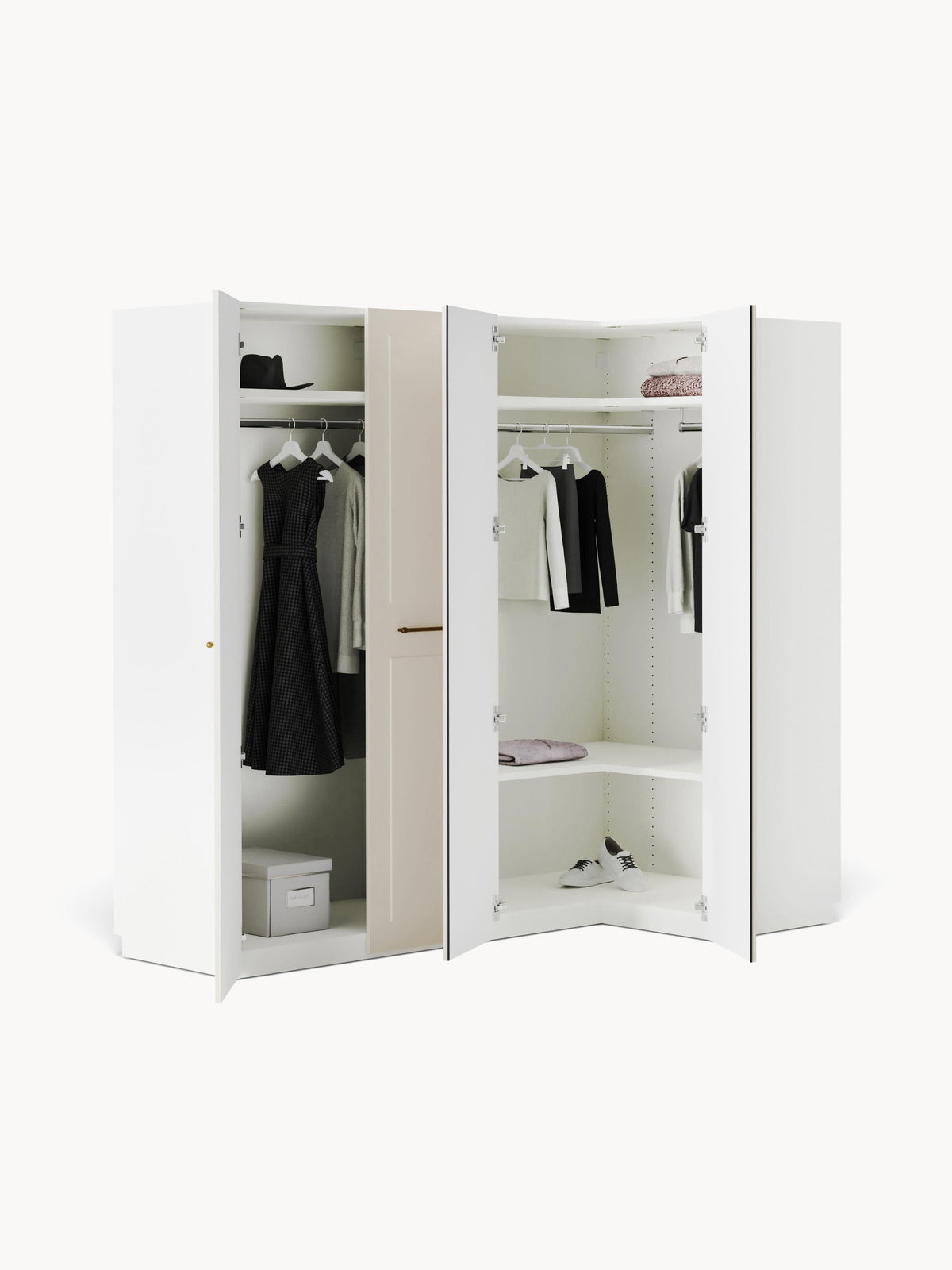 Charlenna Modular Corner Wardrobe, 215 cm Wide, in Various Sizes