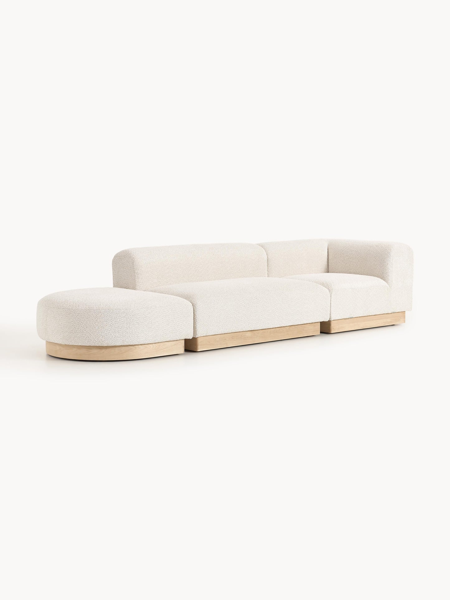 Natvelle Modular Ottoman in Teddy Bouclé with Stool (Left/Right)