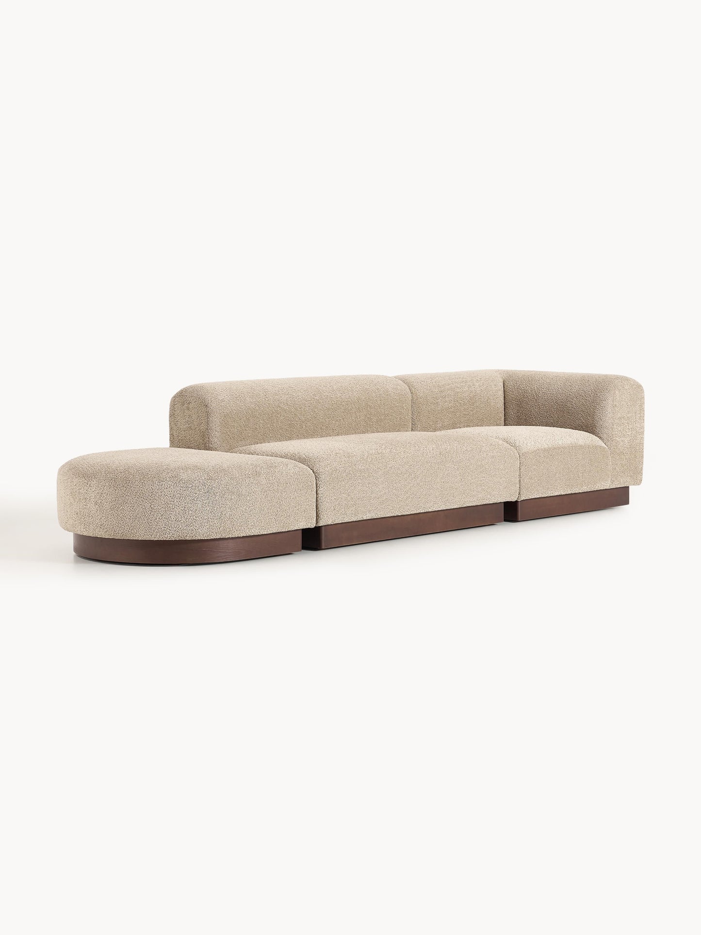 Natvelle Modular Ottoman in Teddy Bouclé with Stool (Left/Right)