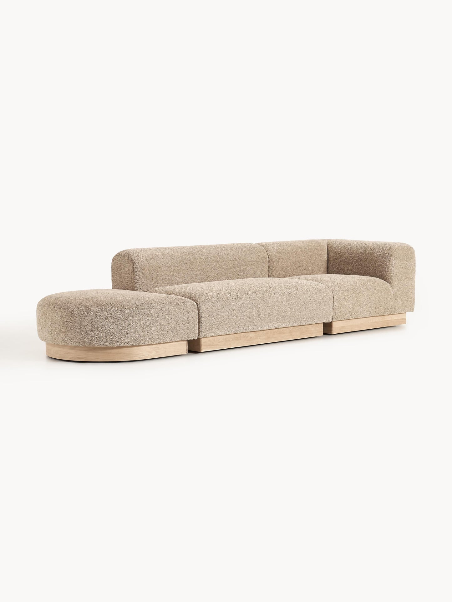 Natvelle Modular Ottoman in Teddy Bouclé with Stool (Left/Right)
