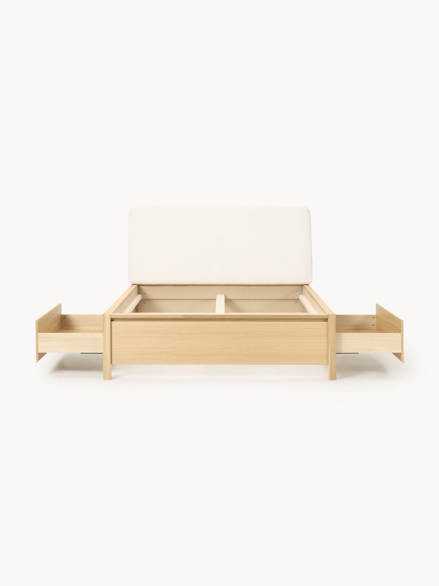 Santelo Wooden Bed with Upholstered Headboard and Drawers