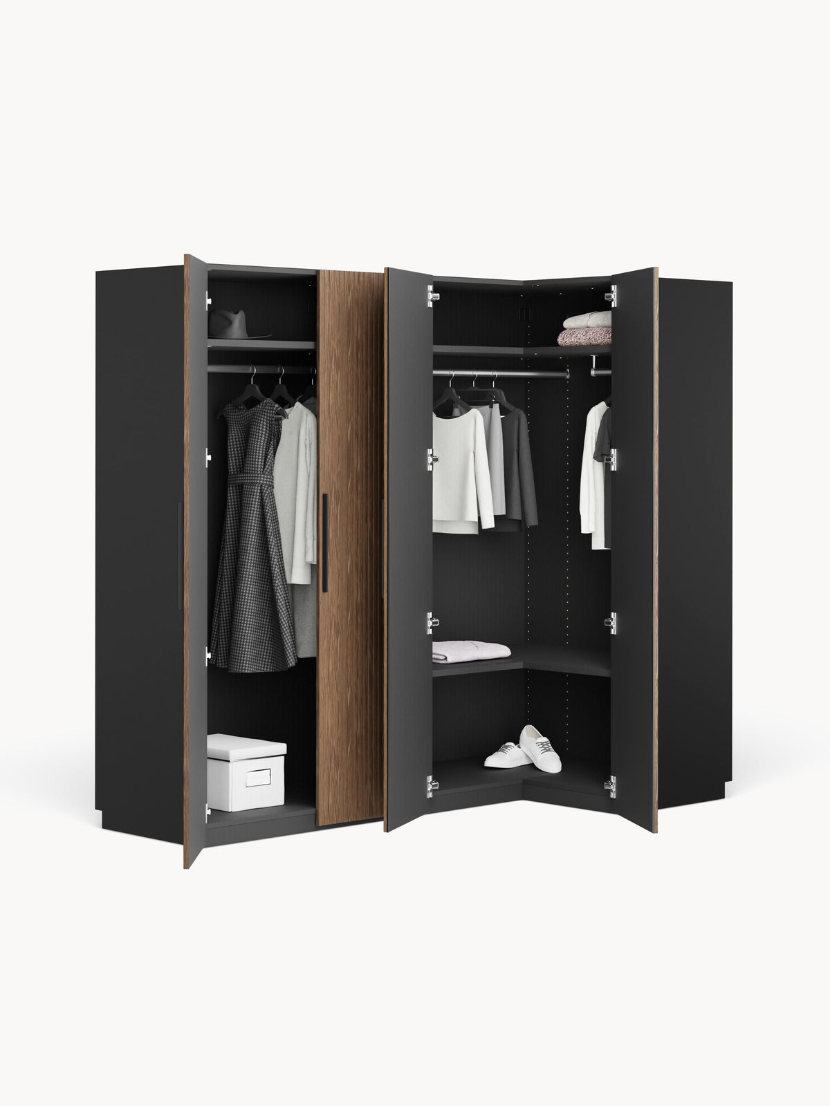 Simetta Modular Corner Wardrobe, 215 cm Wide, in Various Sizes