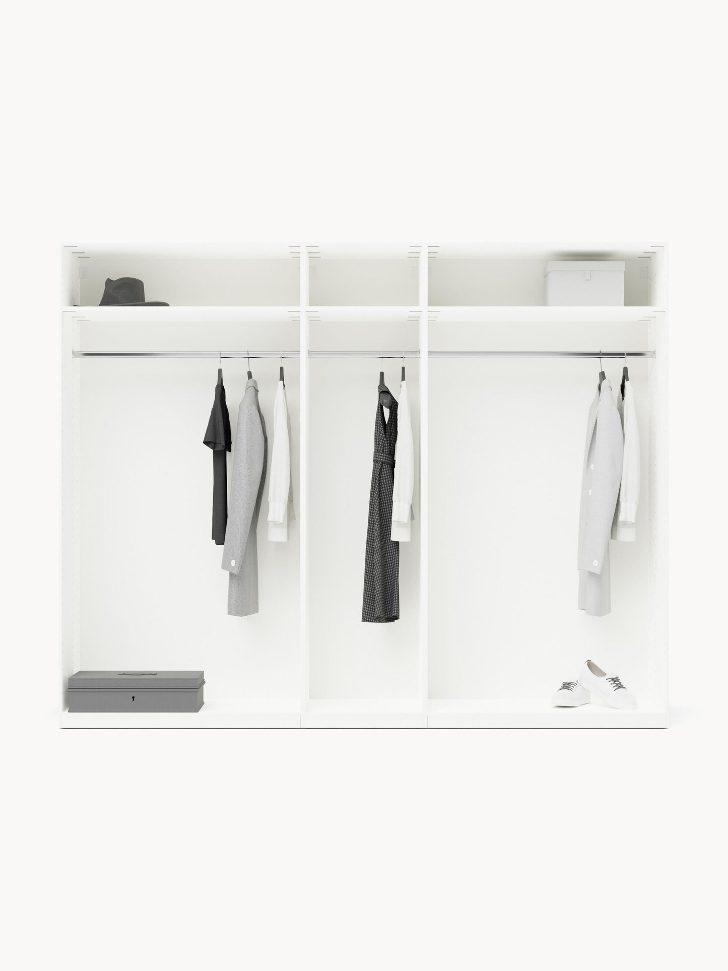Simetta Modular Hinged-Door Wardrobe, 250 cm Wide, in Various Sizes