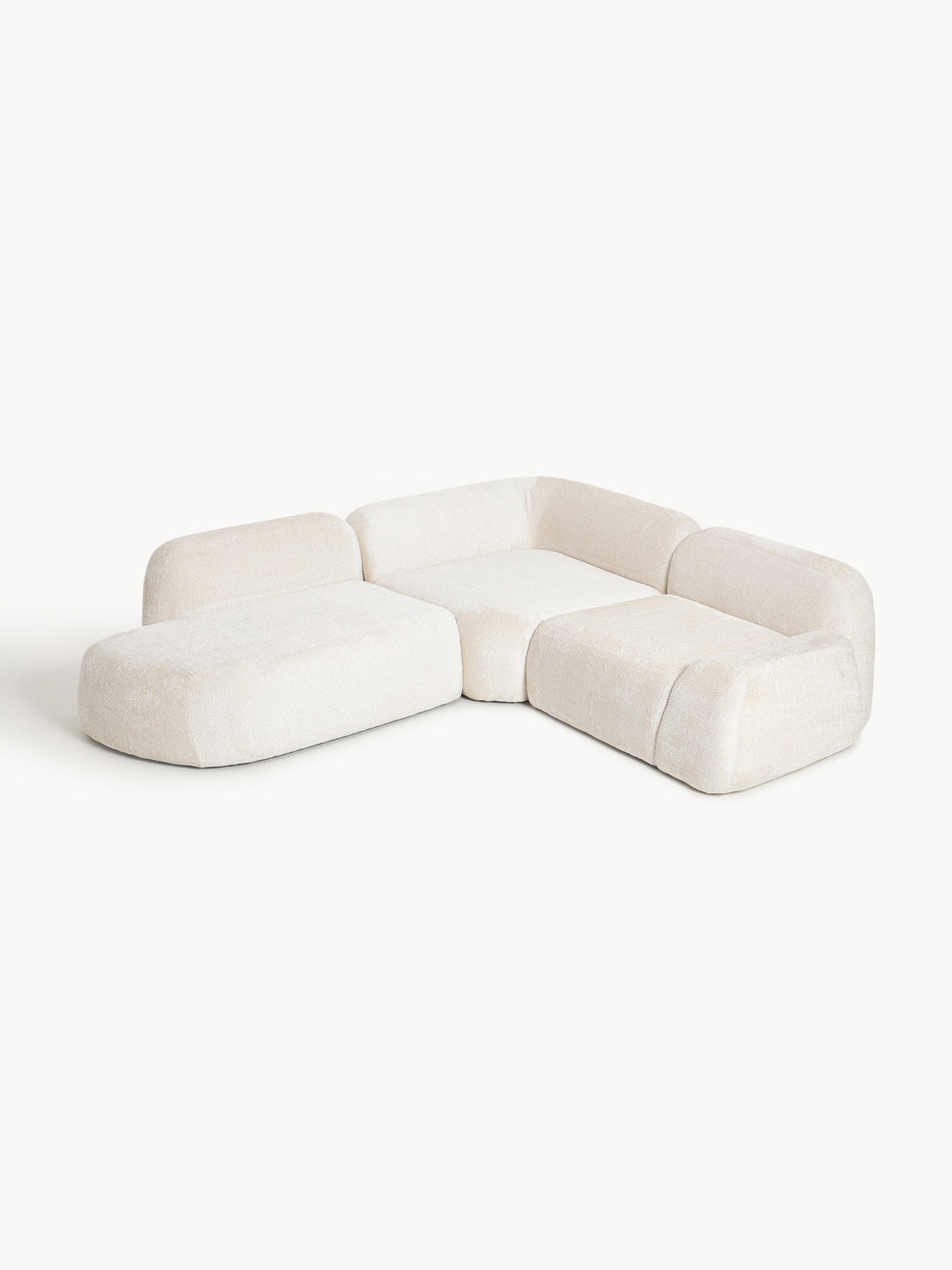 Wolvenna Modular Teddy Bouclé Corner Sofa (4-Seater) with Chaise Longue