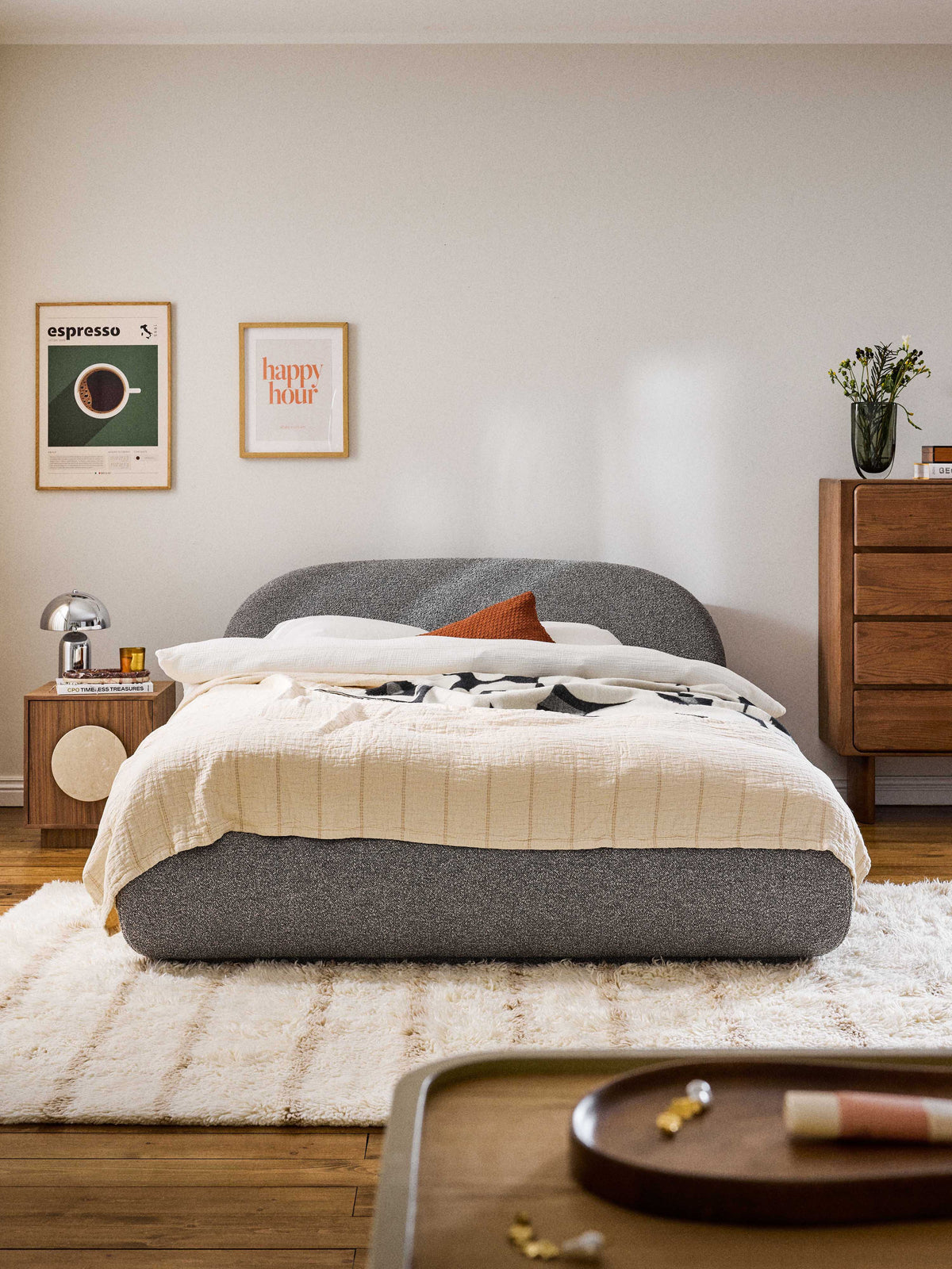 Albessa Bouclé Upholstered Bed