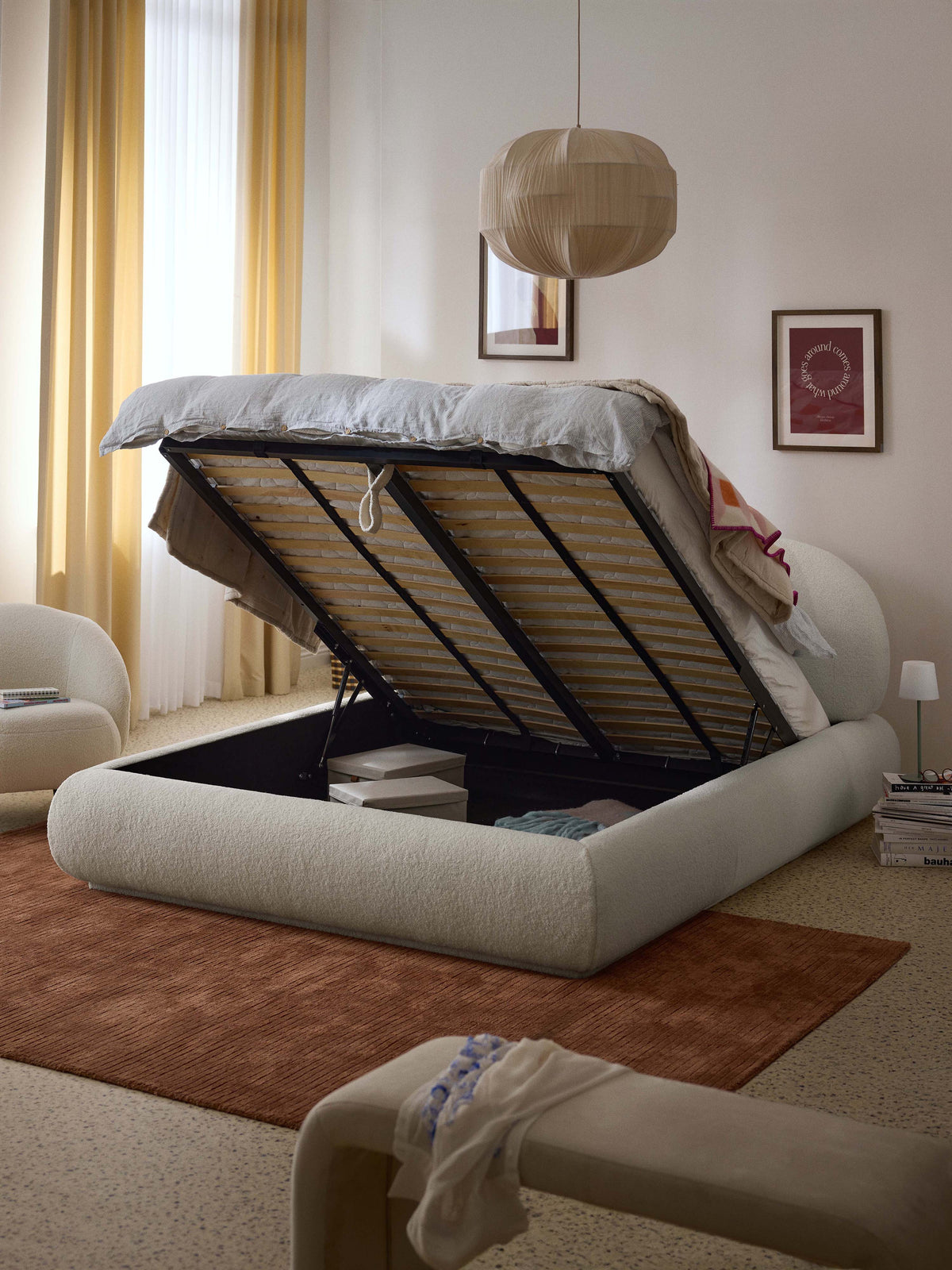 Albessa Teddy Upholstered Bed with Storage