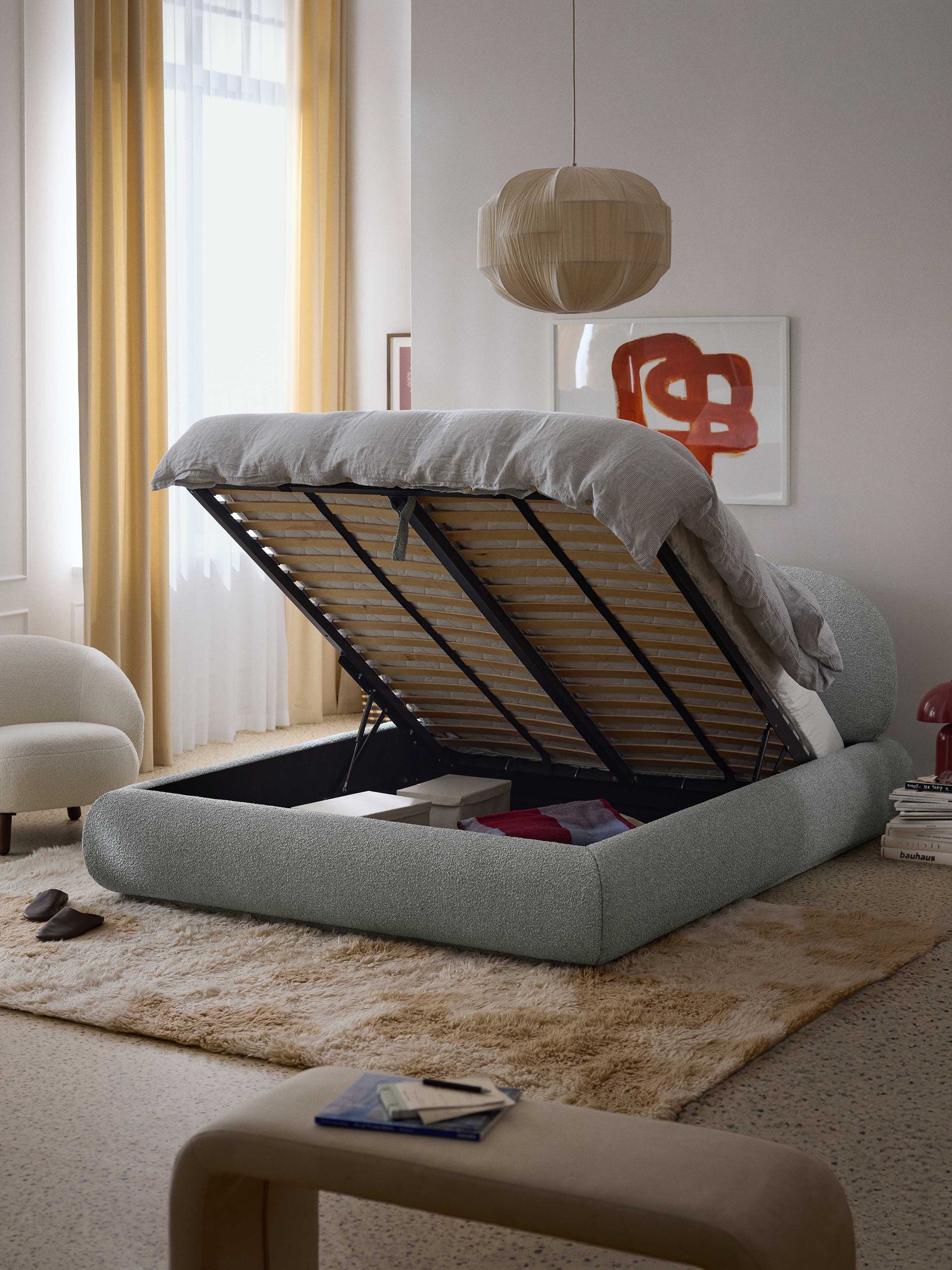 Albessa Upholstered Bouclé Bed with Storage