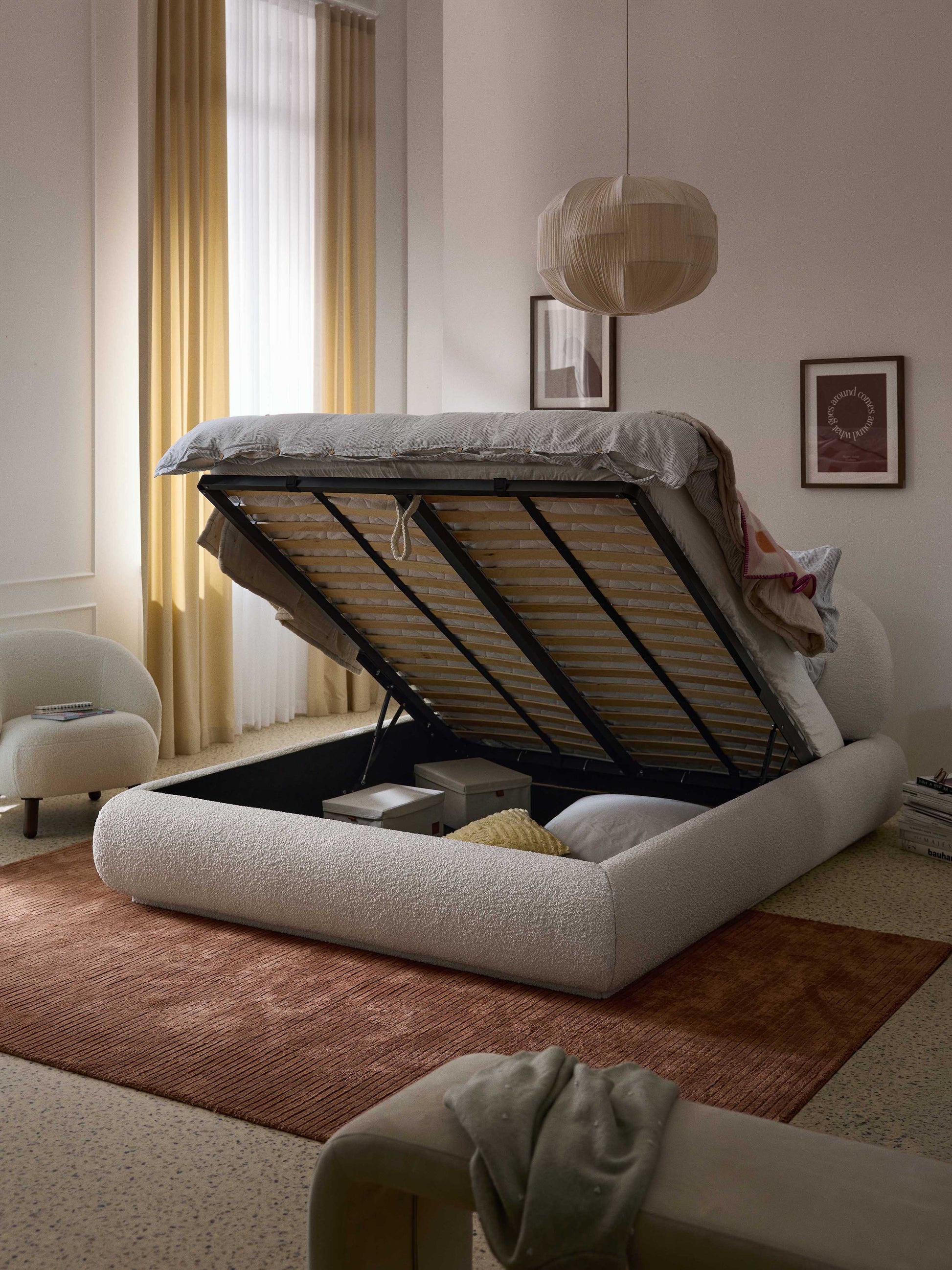 Albessa Upholstered Bouclé Bed with Storage