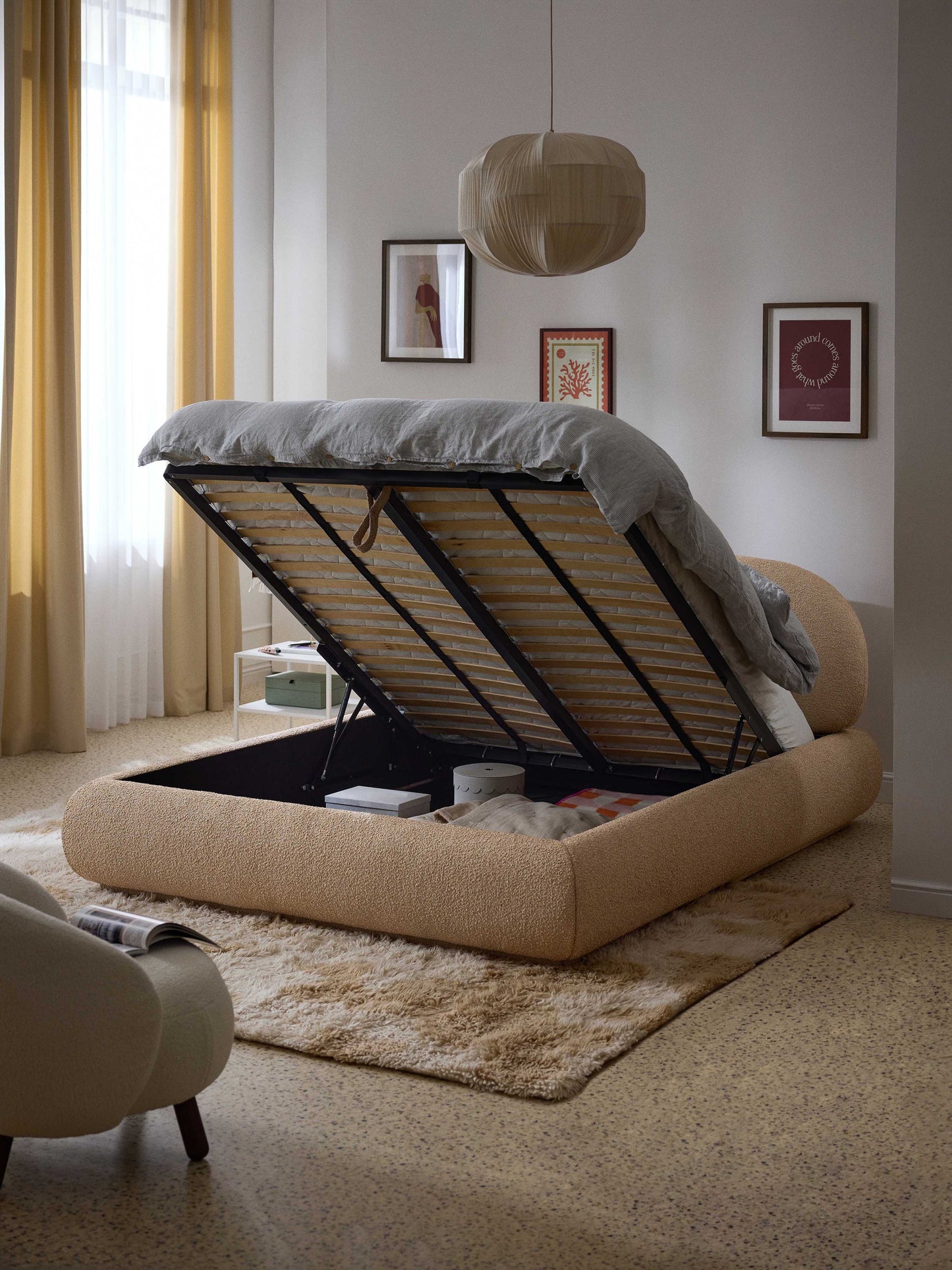 Albessa Upholstered Bouclé Bed with Storage