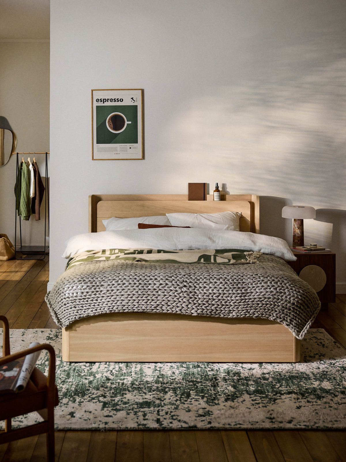 Alverd Wooden Bed with Drawers