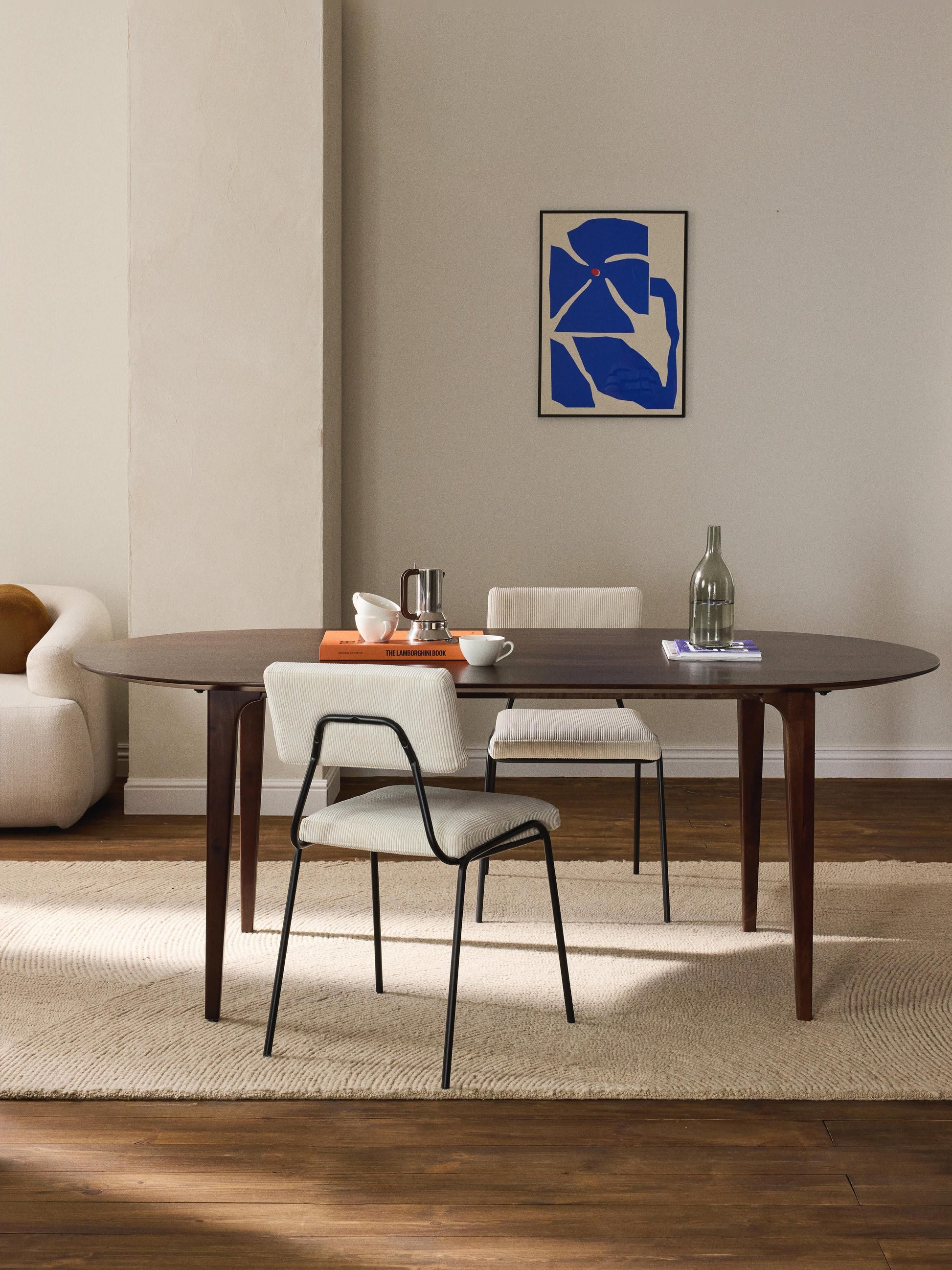 Archevo Oval Dining Table in Mango Wood, 200 x 100 cm