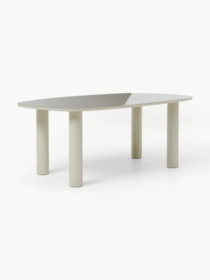 Benvard Organic Dining Table with Glass Top, 200 x 110 cm