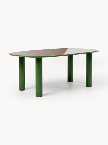 Benvard Organic Dining Table with Glass Top, 200 x 110 cm