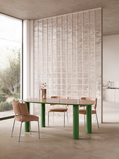 Benvard Organic Dining Table with Glass Top, 200 x 110 cm