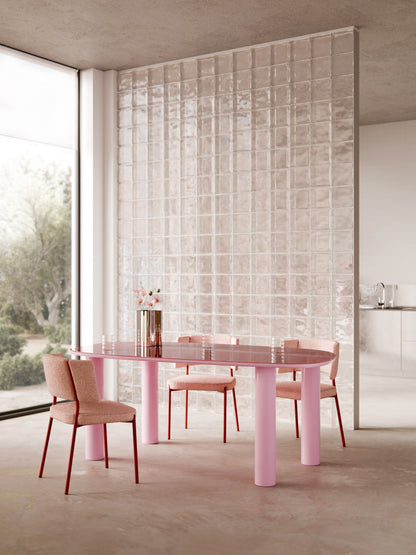 Benvard Organic Dining Table with Glass Top, 200 x 110 cm