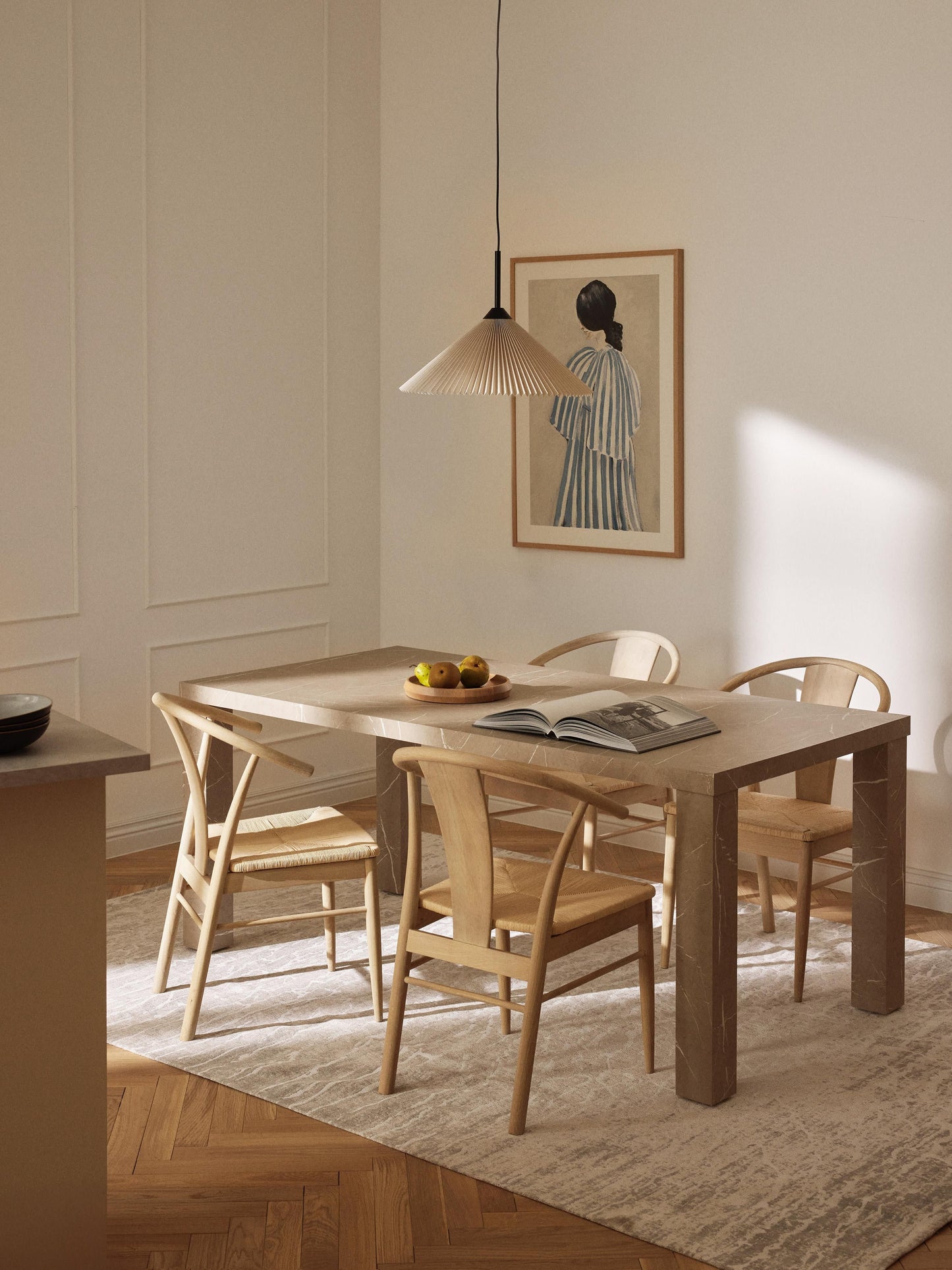 Carvin Dining Table in Marble Look, 180 x 90 cm