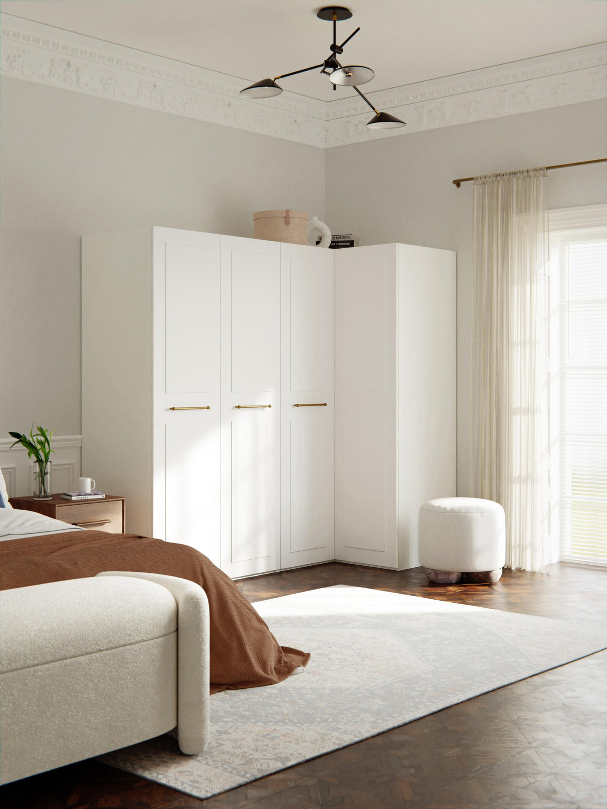 Charlenna Modular Corner Wardrobe, 215 cm Wide, in Various Sizes