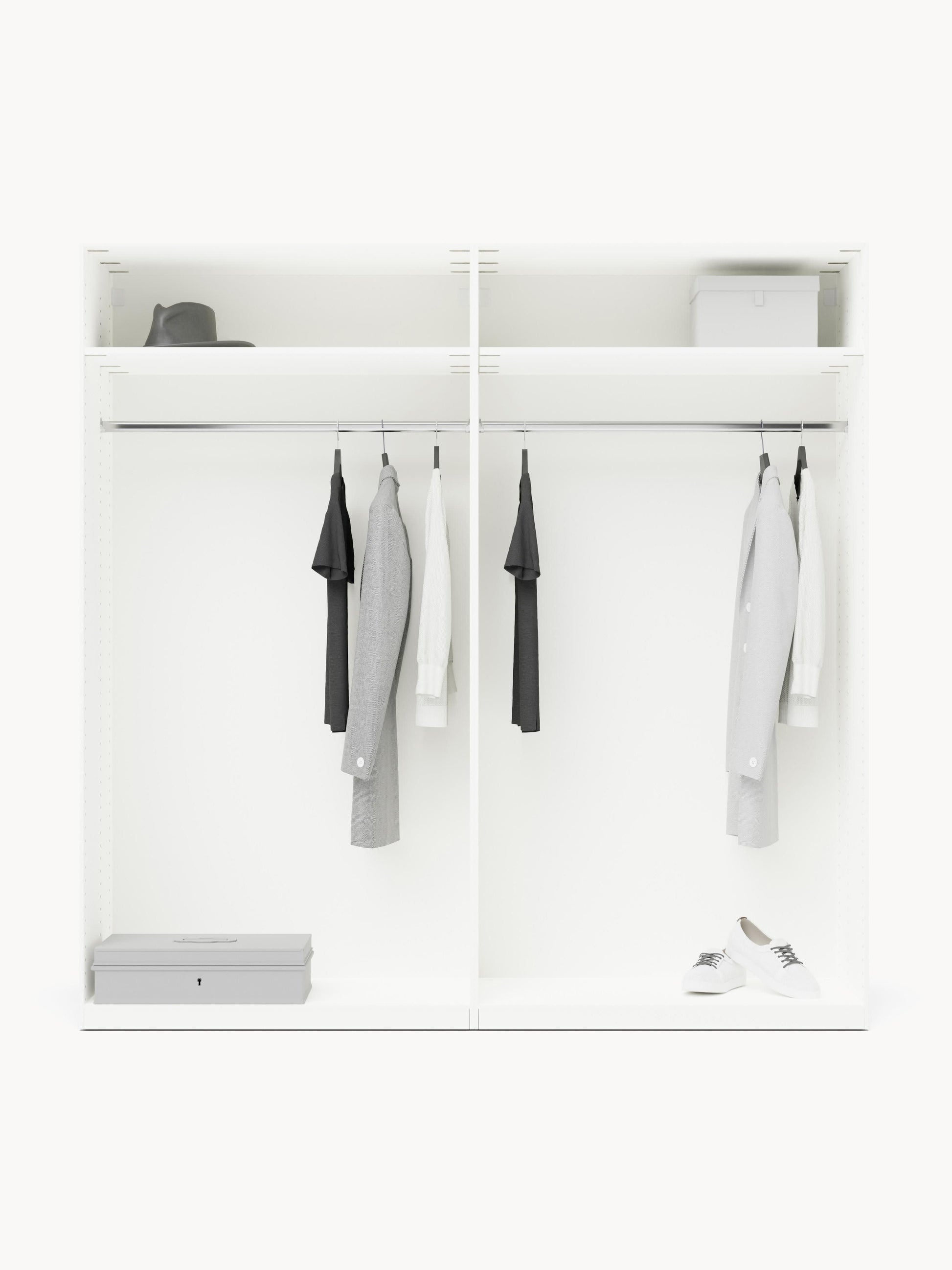 Charlenna Modular Hinged-Door Wardrobe, 200 cm Wide, in Various Sizes