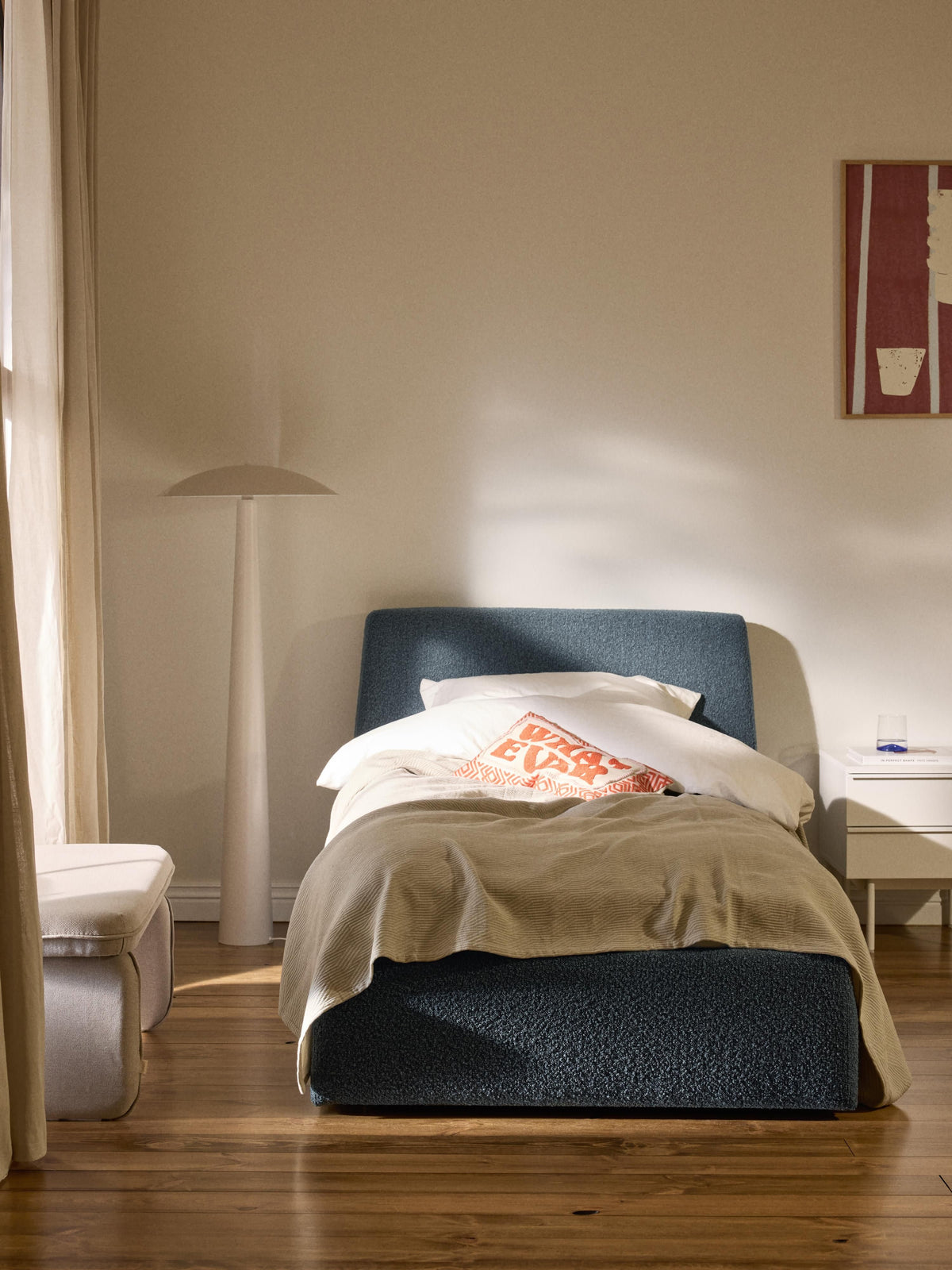 Clovena Bouclé Single Bed with Storage