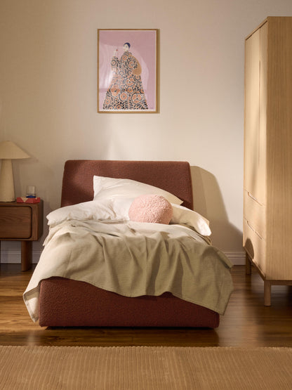 Clovena Bouclé Single Bed with Storage