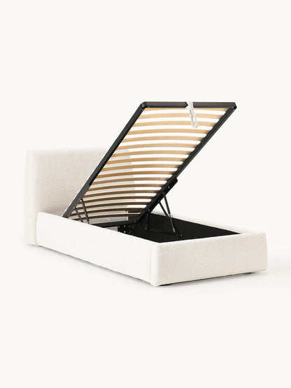 Clovena Bouclé Single Bed with Storage