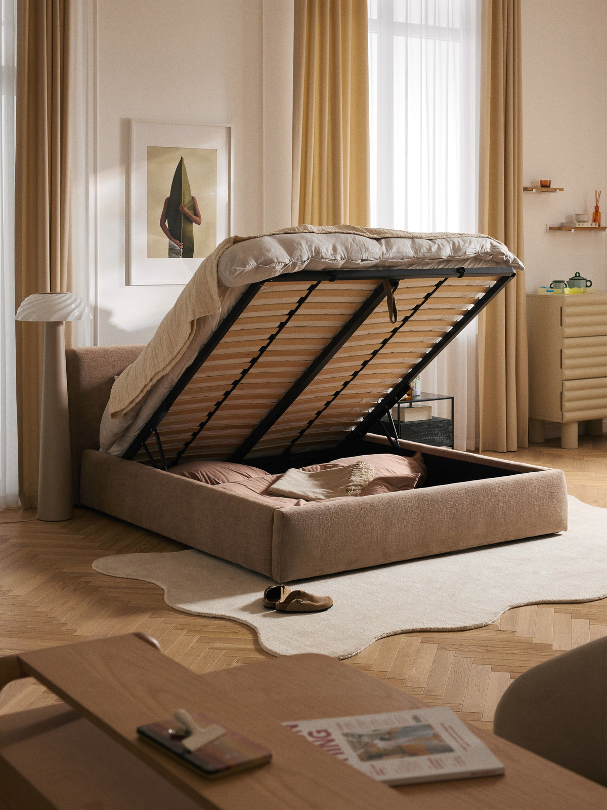 Clovena Upholstered Bed with Storage