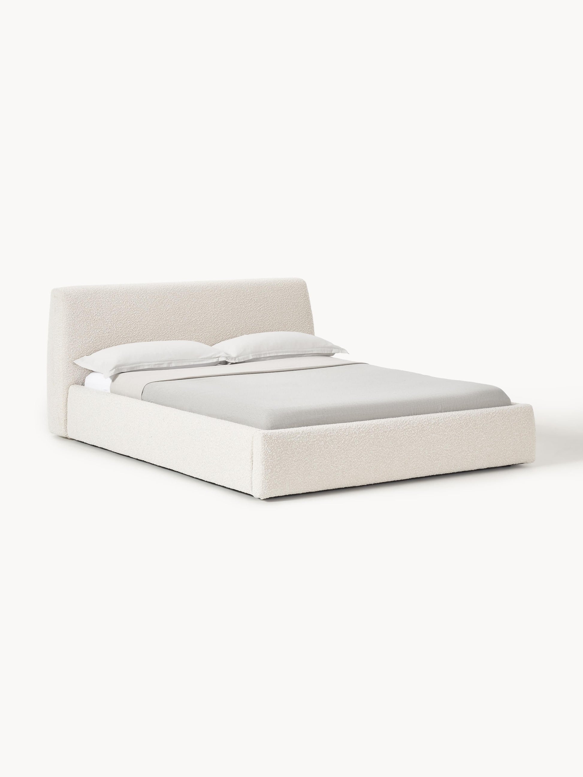 Clovena Upholstered Bouclé Bed with Storage