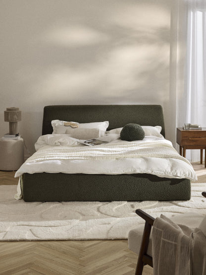 Clovena Upholstered Bouclé Bed with Storage