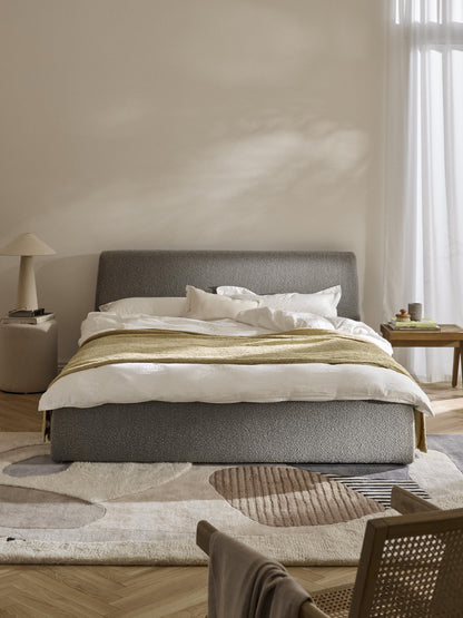 Clovena Upholstered Bouclé Bed with Storage