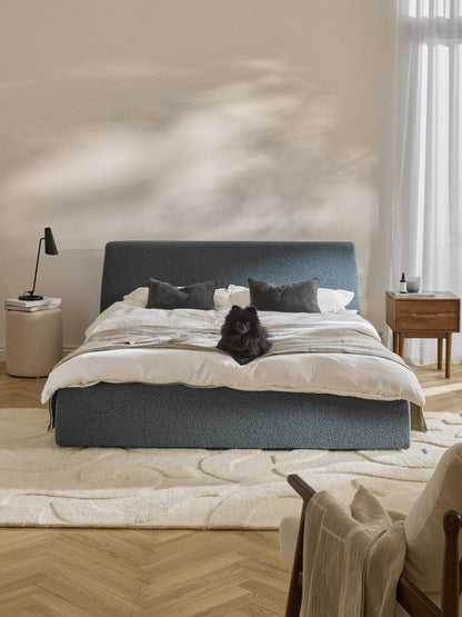 Clovena Upholstered Bouclé Bed with Storage