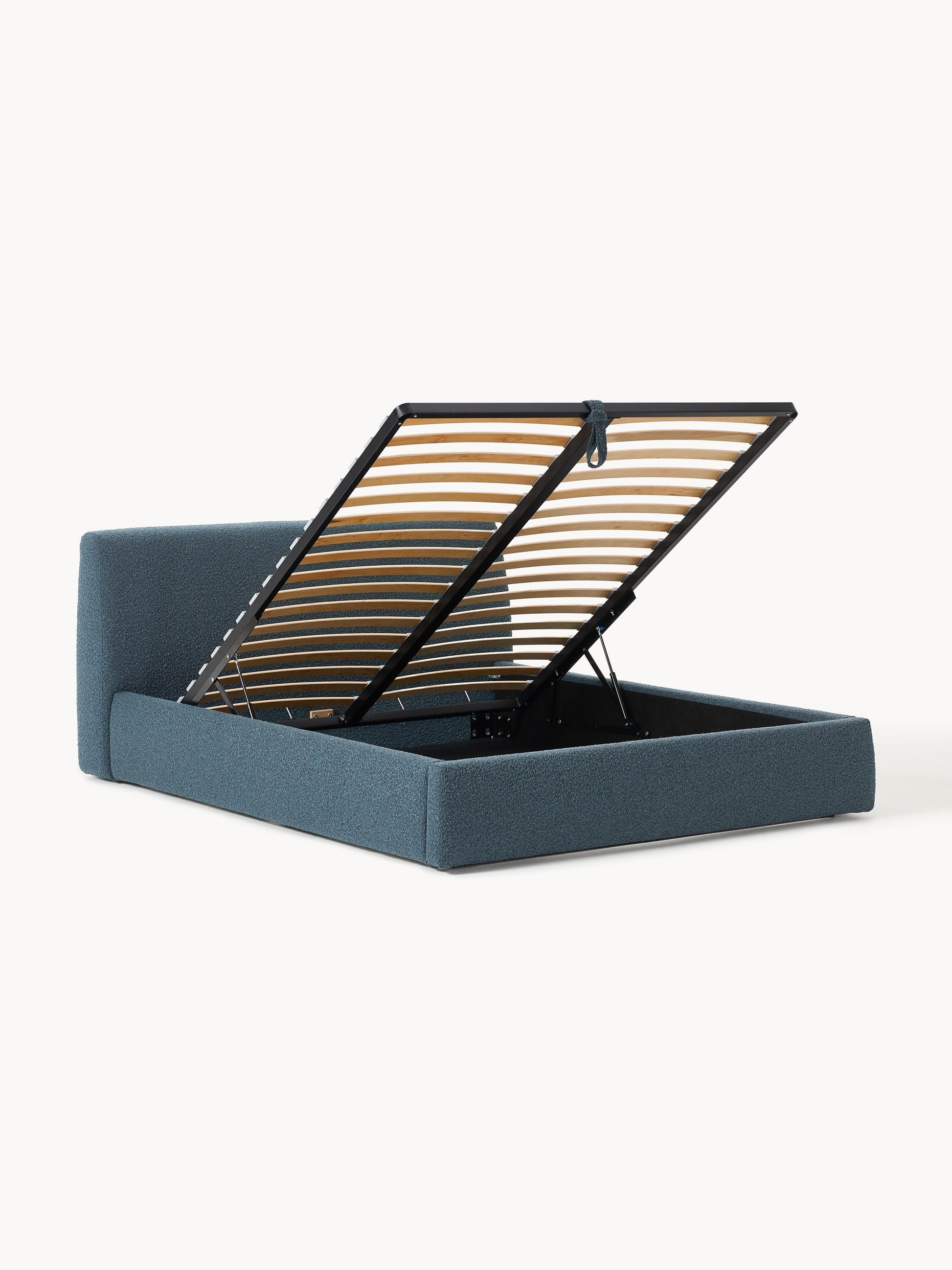 Clovena Upholstered Bouclé Bed with Storage