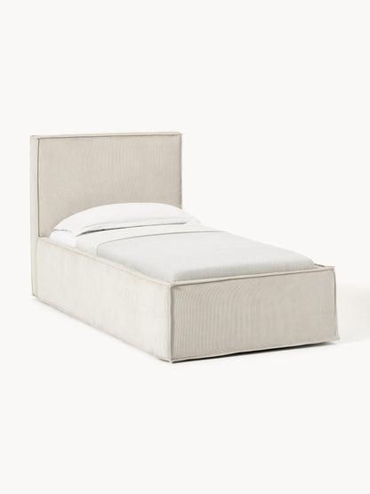 Dreanor Corduroy Single Bed with Storage