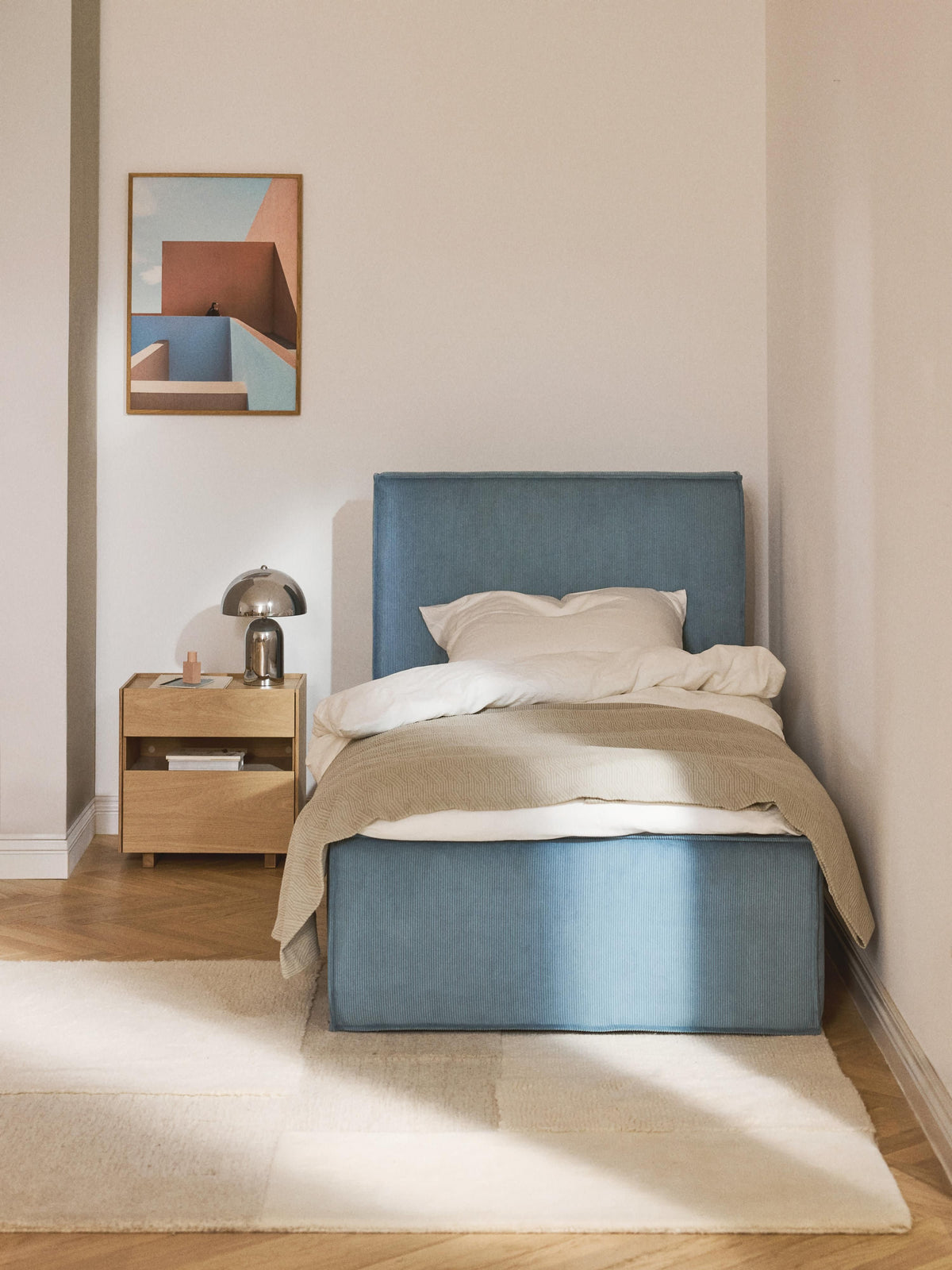 Dreanor Corduroy Single Bed with Storage