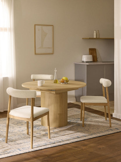 Filvenna Extendable Dining Table with Grooved Texture, 120 - 160 x 75 cm