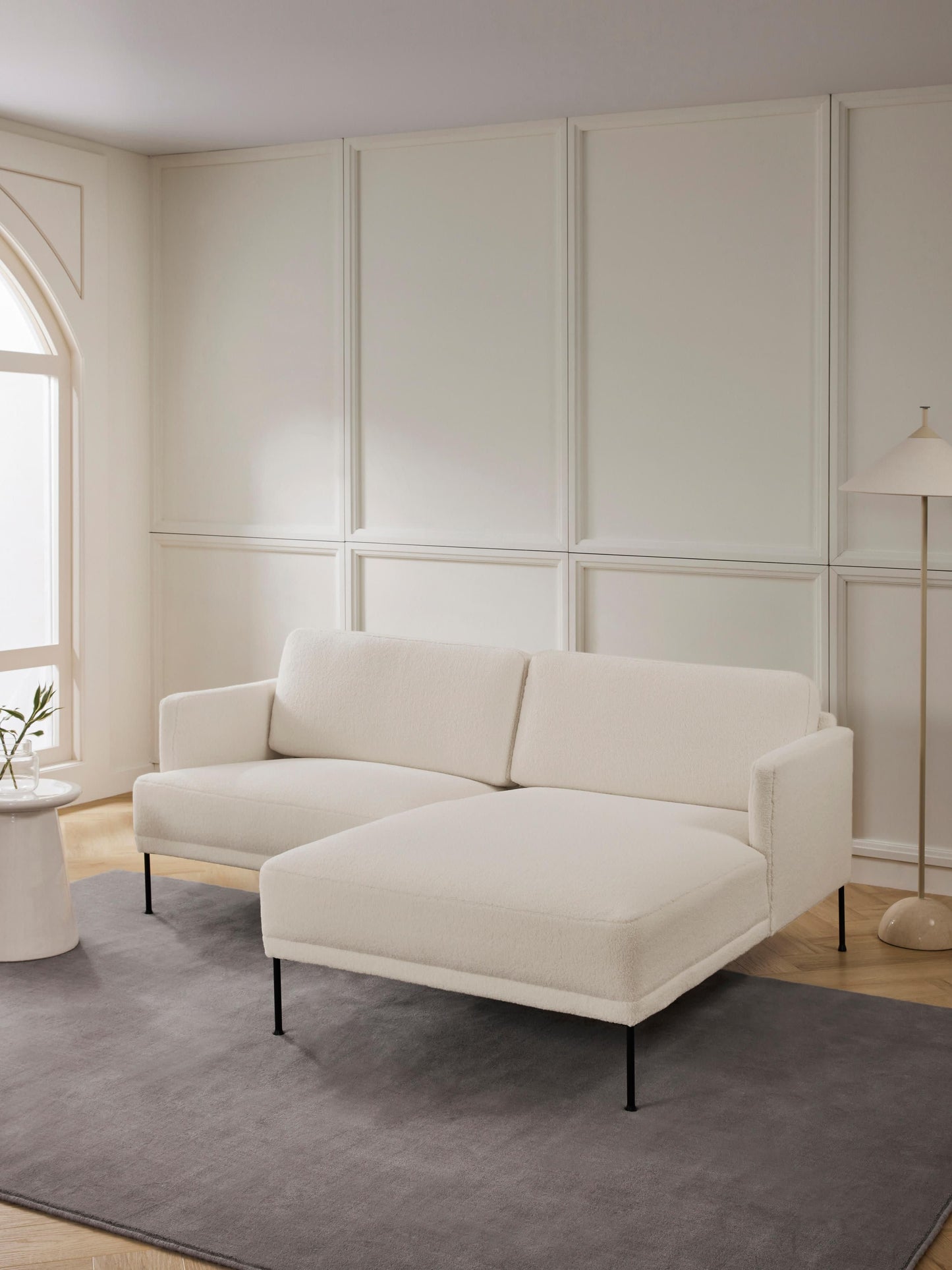 Flunessa Small Corner Sofa in Teddy Fabric