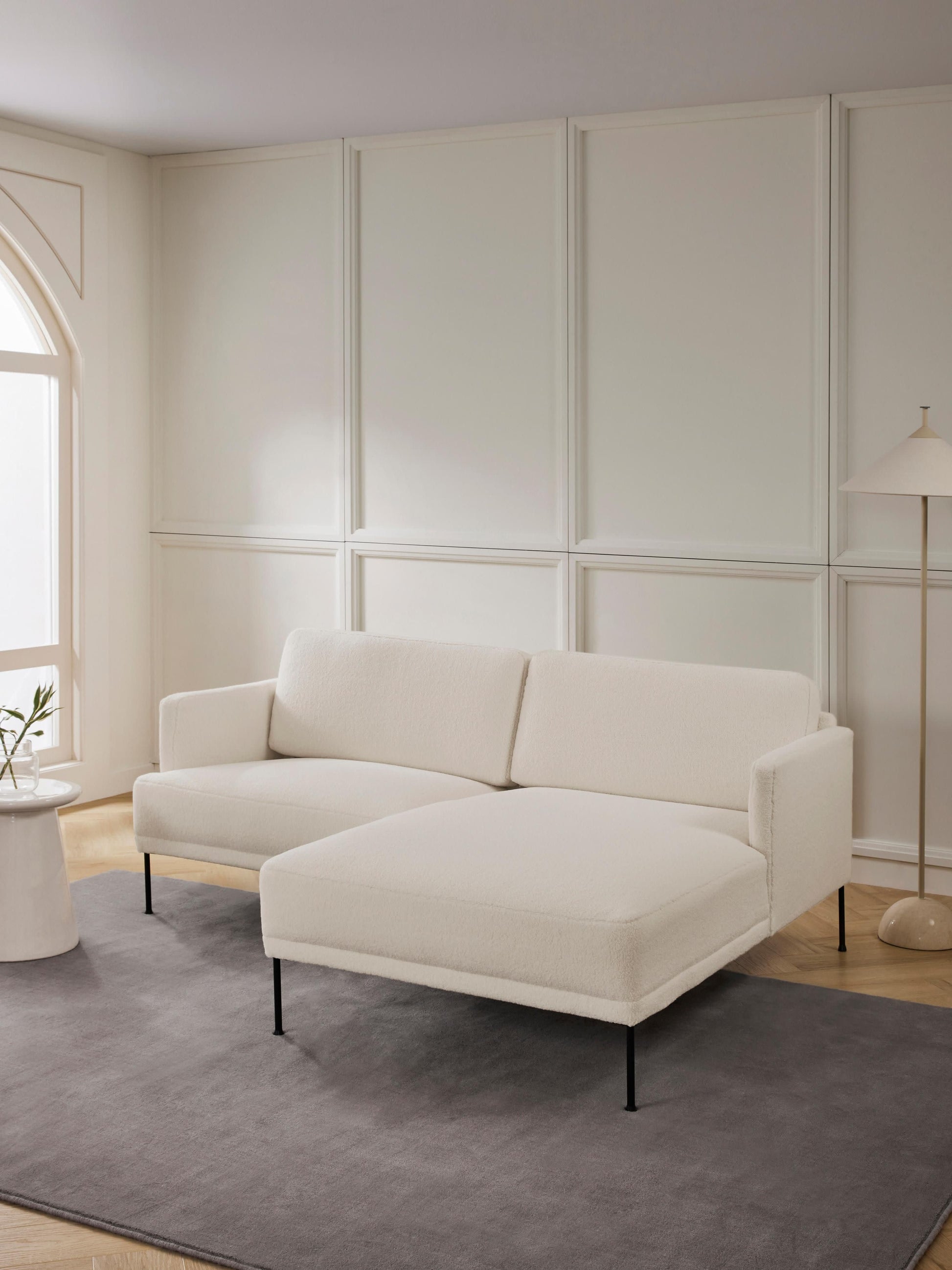 Flunessa Small Corner Sofa in Teddy Fabric