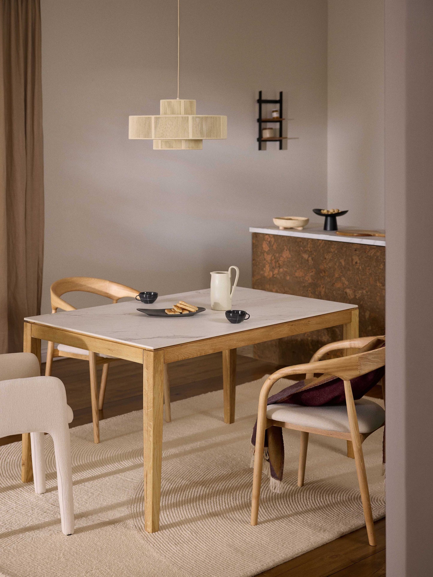 Jackomo Dining Table with Marble-Look Tabletop, in Various Sizes