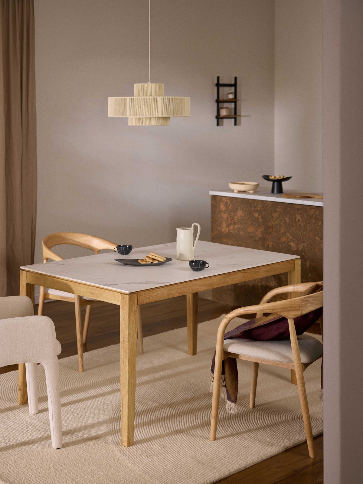 Jackomo Dining Table with Marble-Look Tabletop, in Various Sizes