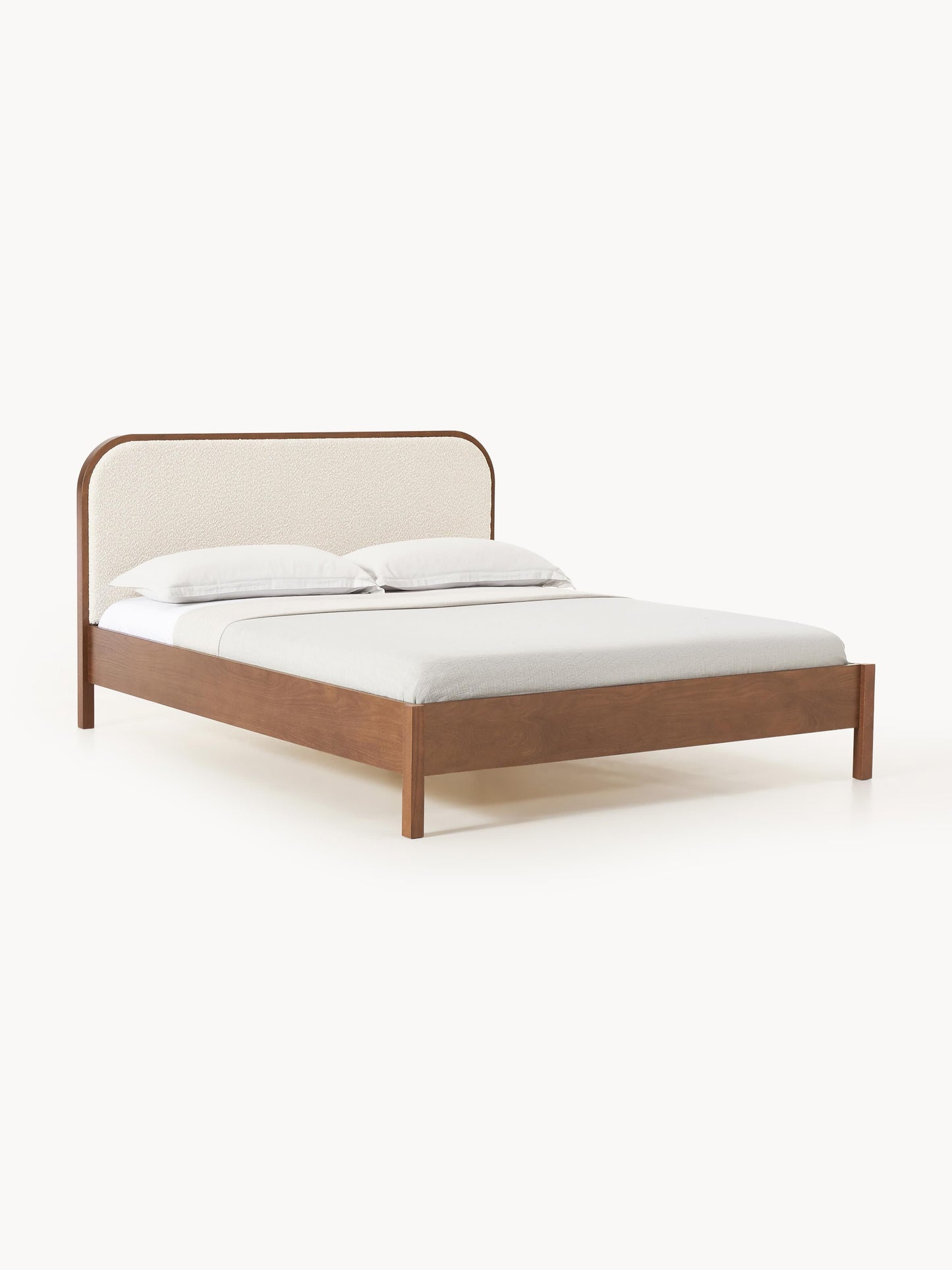 Jonquist Wooden Bed with Bouclé Headboard