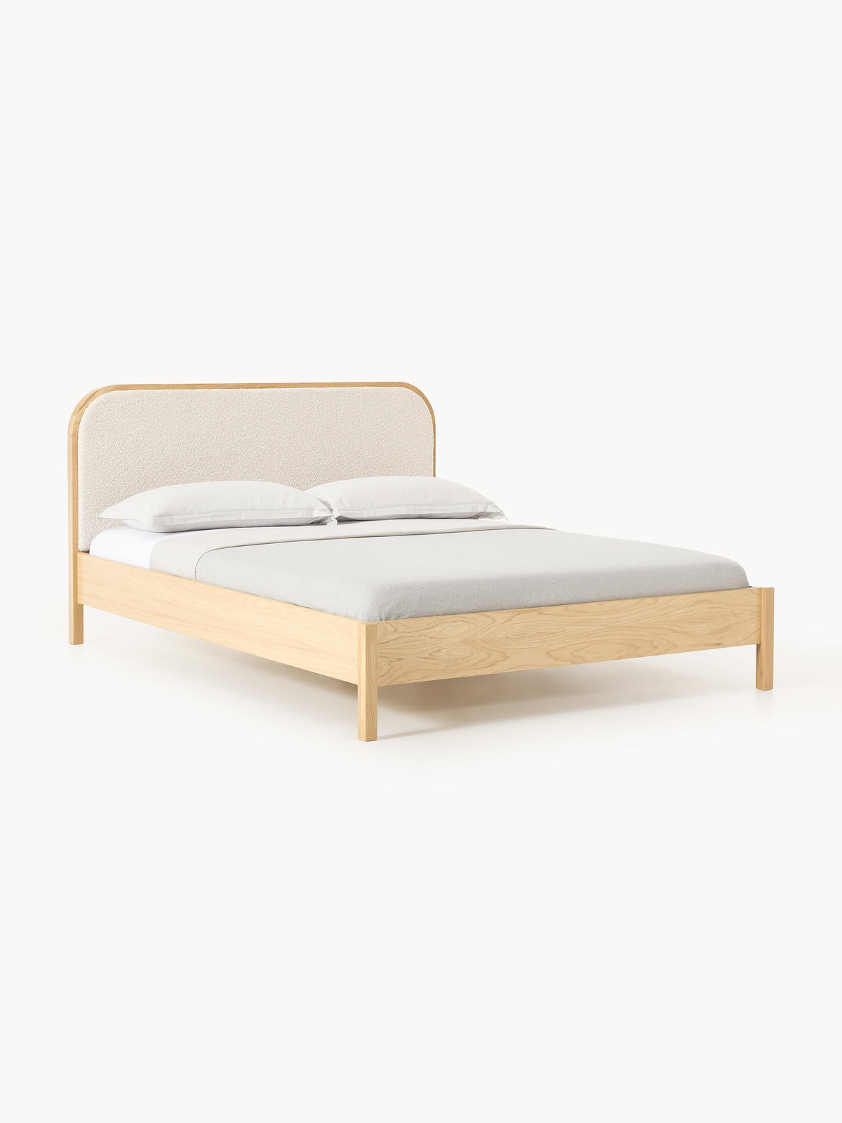 Jonquist Wooden Bed with Bouclé Headboard