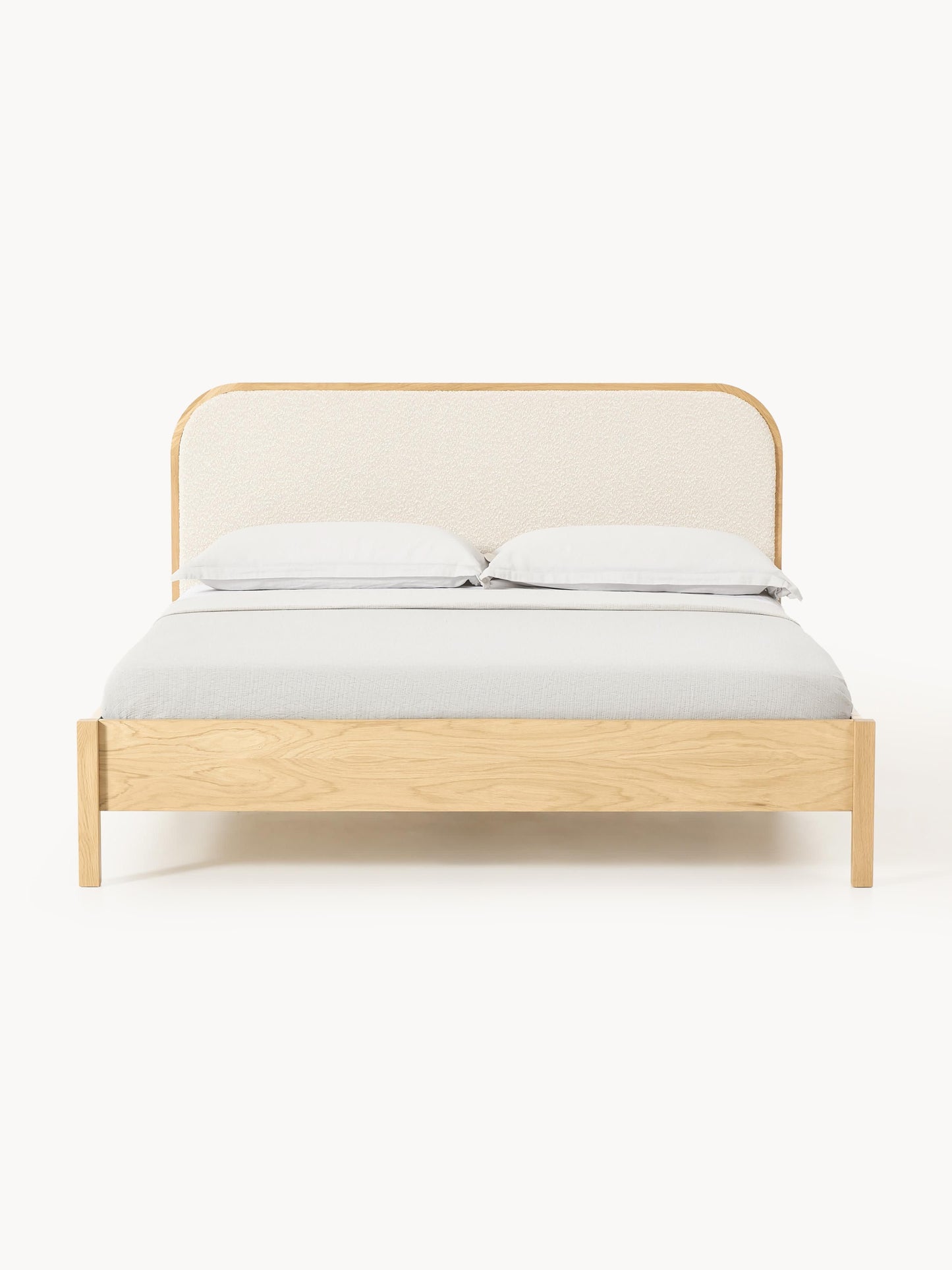Jonquist Wooden Bed with Bouclé Headboard