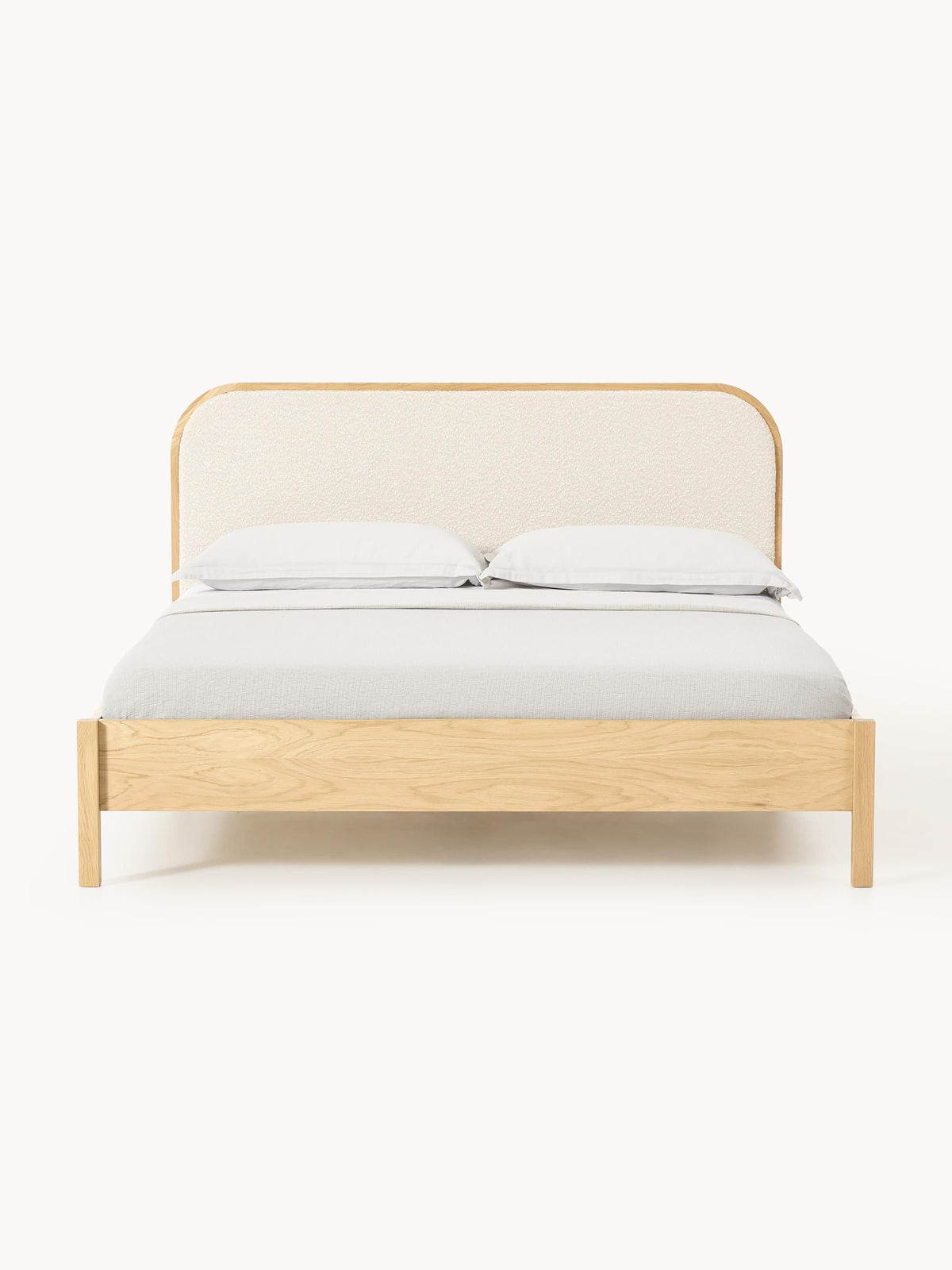 Jonquist Wooden Bed with Bouclé Headboard