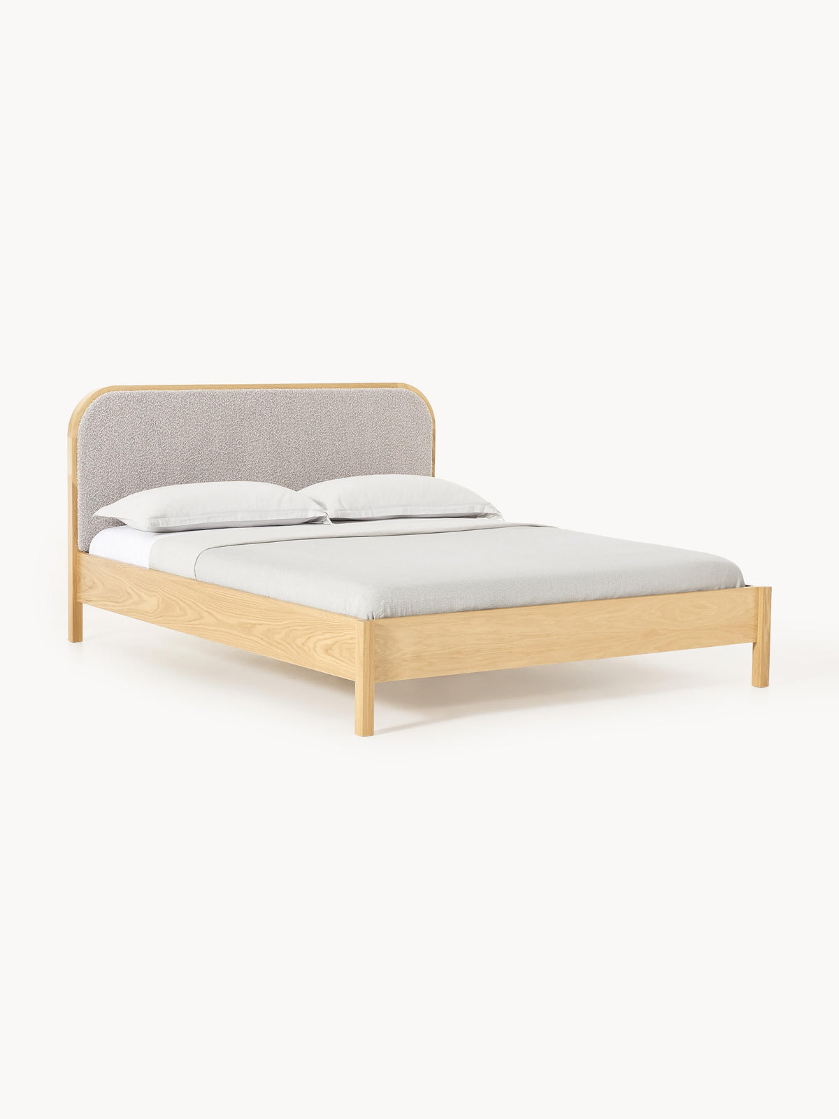 Jonquist Wooden Bed with Bouclé Headboard