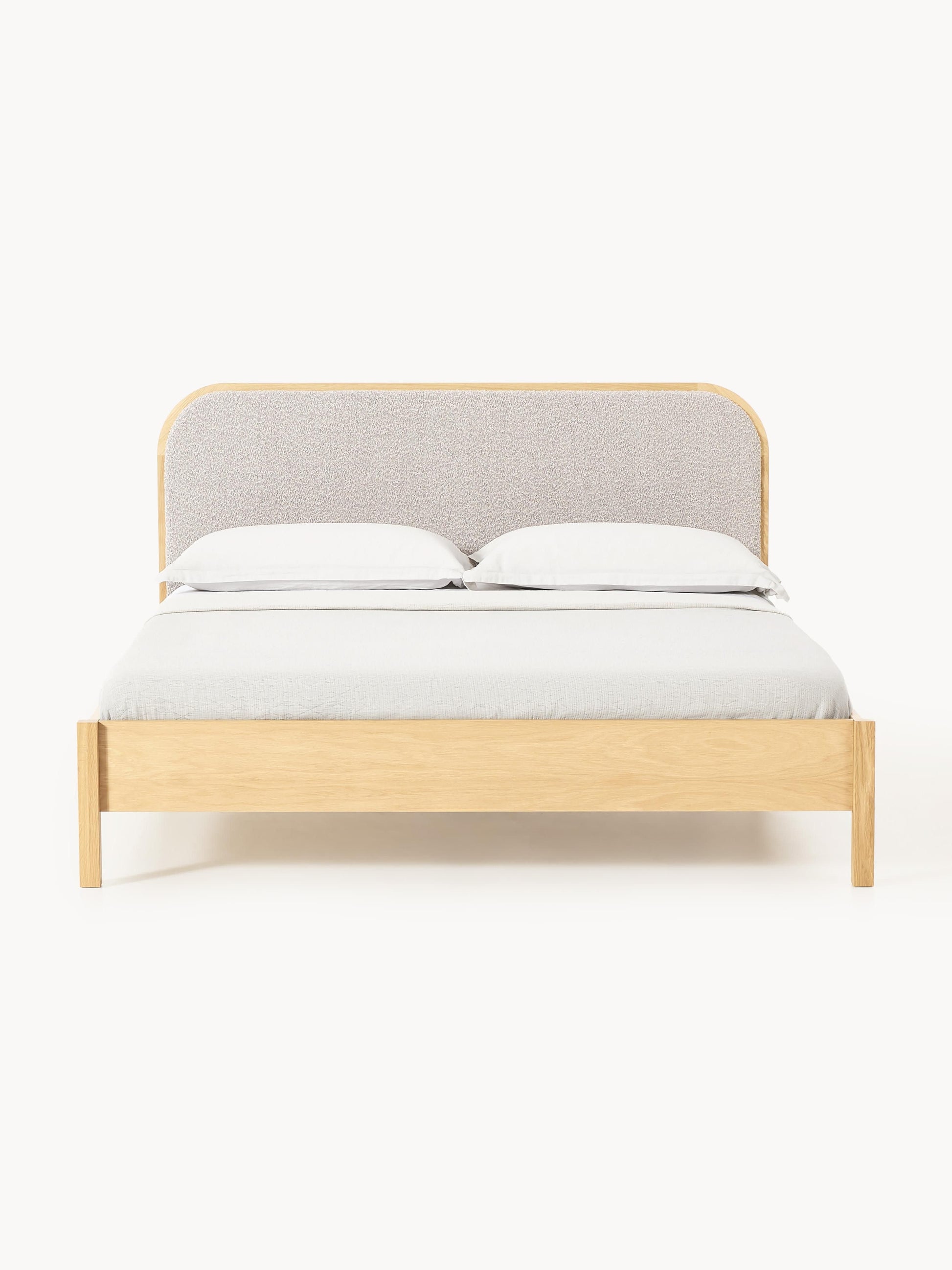 Jonquist Wooden Bed with Bouclé Headboard