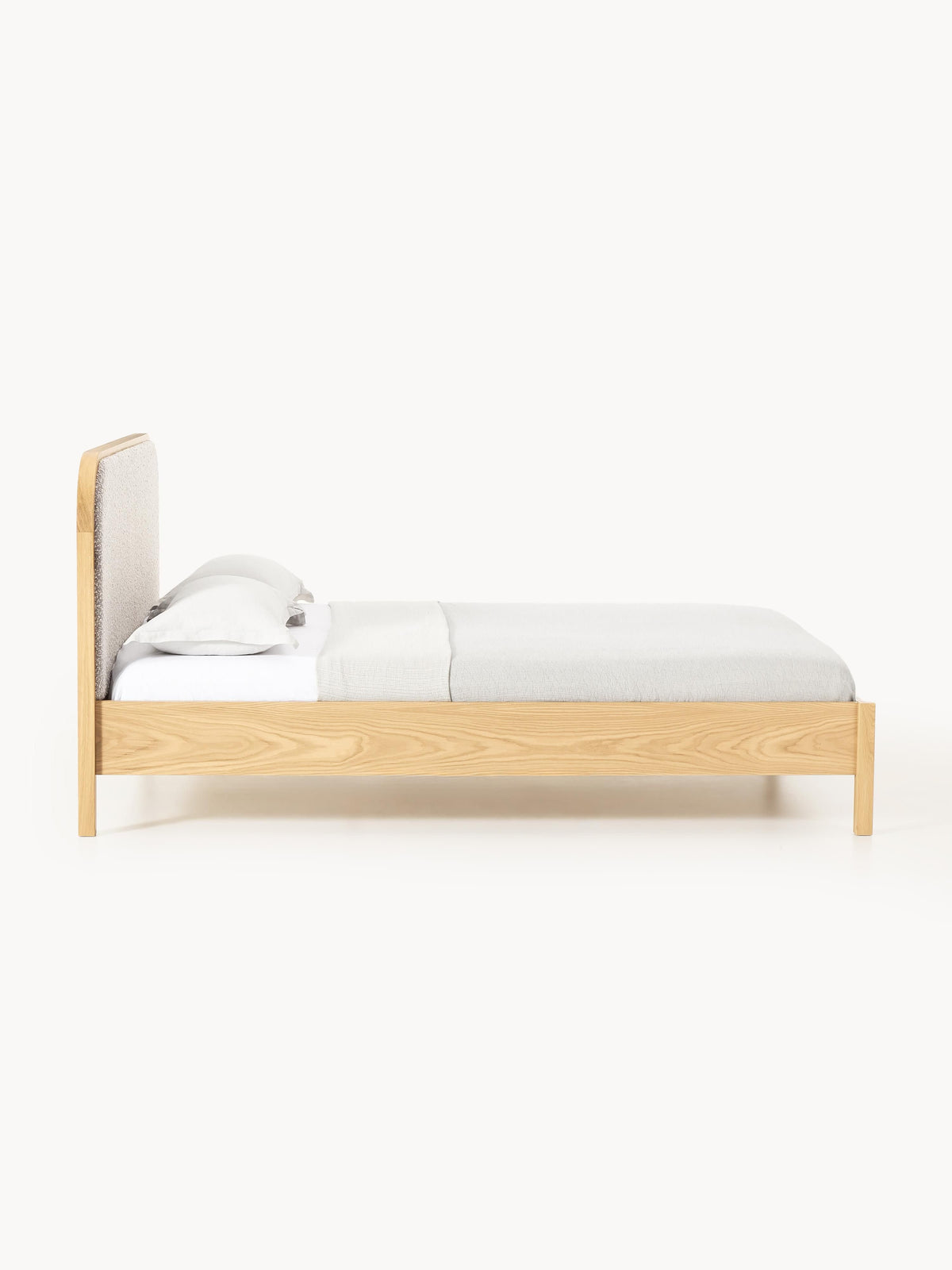 Jonquist Wooden Bed with Bouclé Headboard