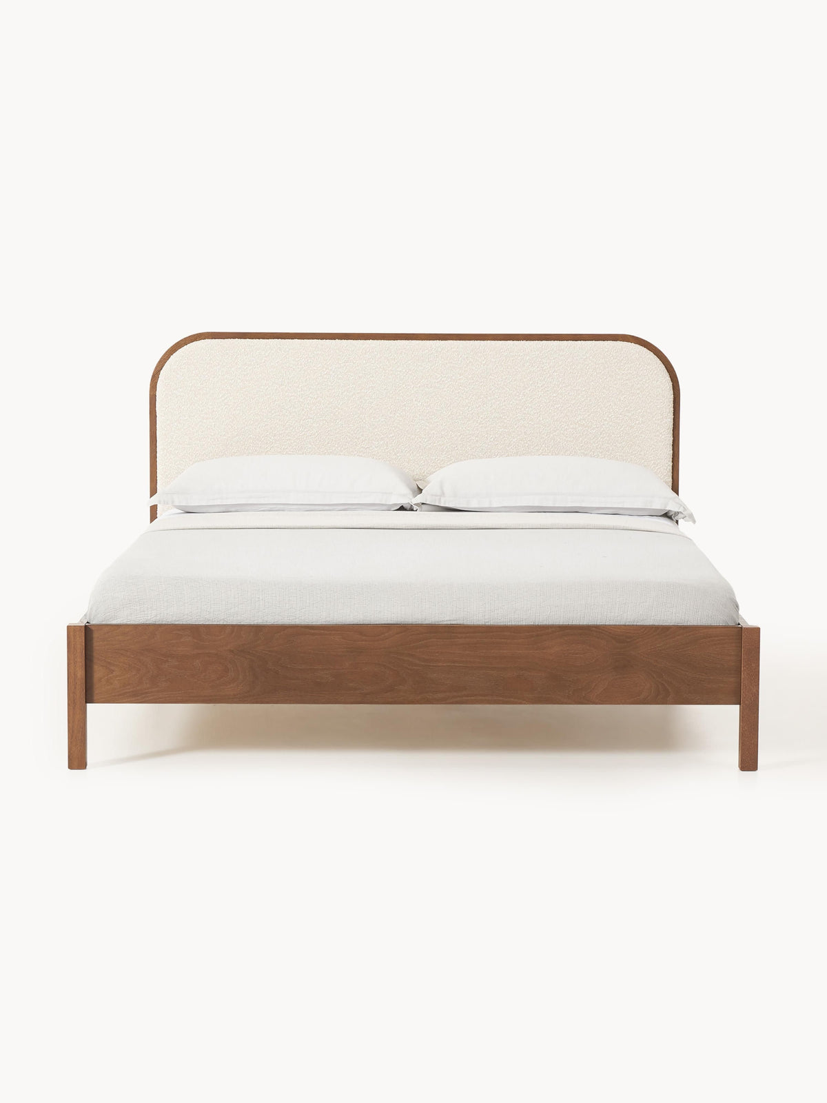 Jonquist Wooden Bed with Bouclé Headboard