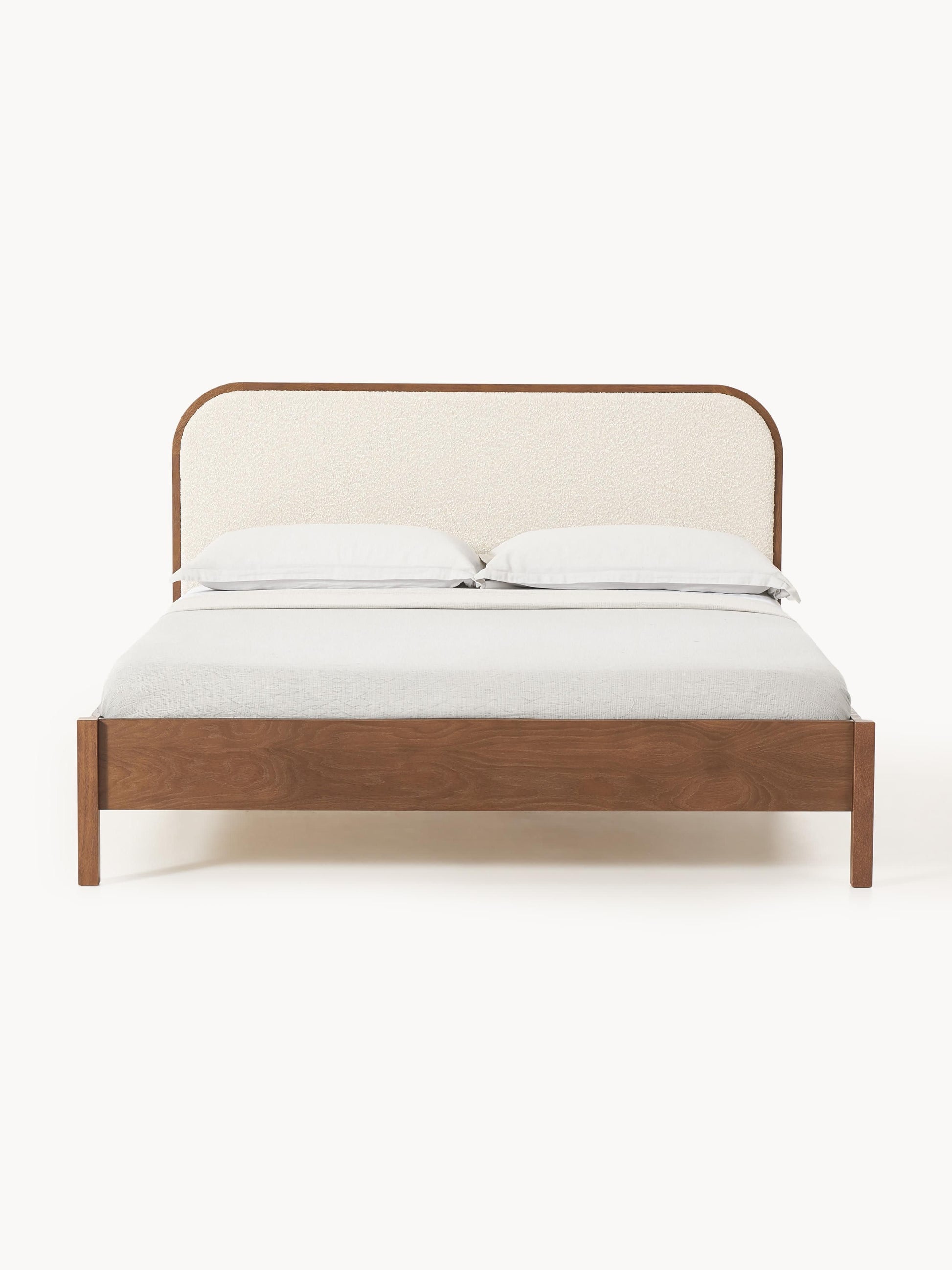 Jonquist Wooden Bed with Bouclé Headboard