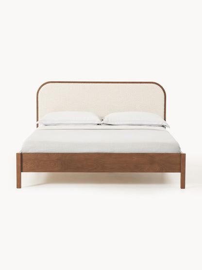 Jonquist Wooden Bed with Bouclé Headboard