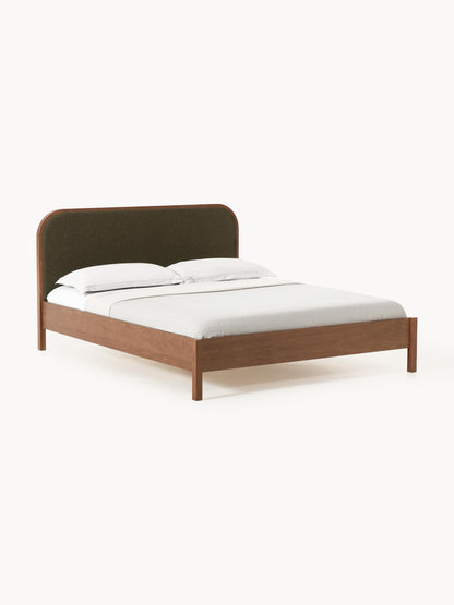 Jonquist Wooden Bed with Bouclé Headboard