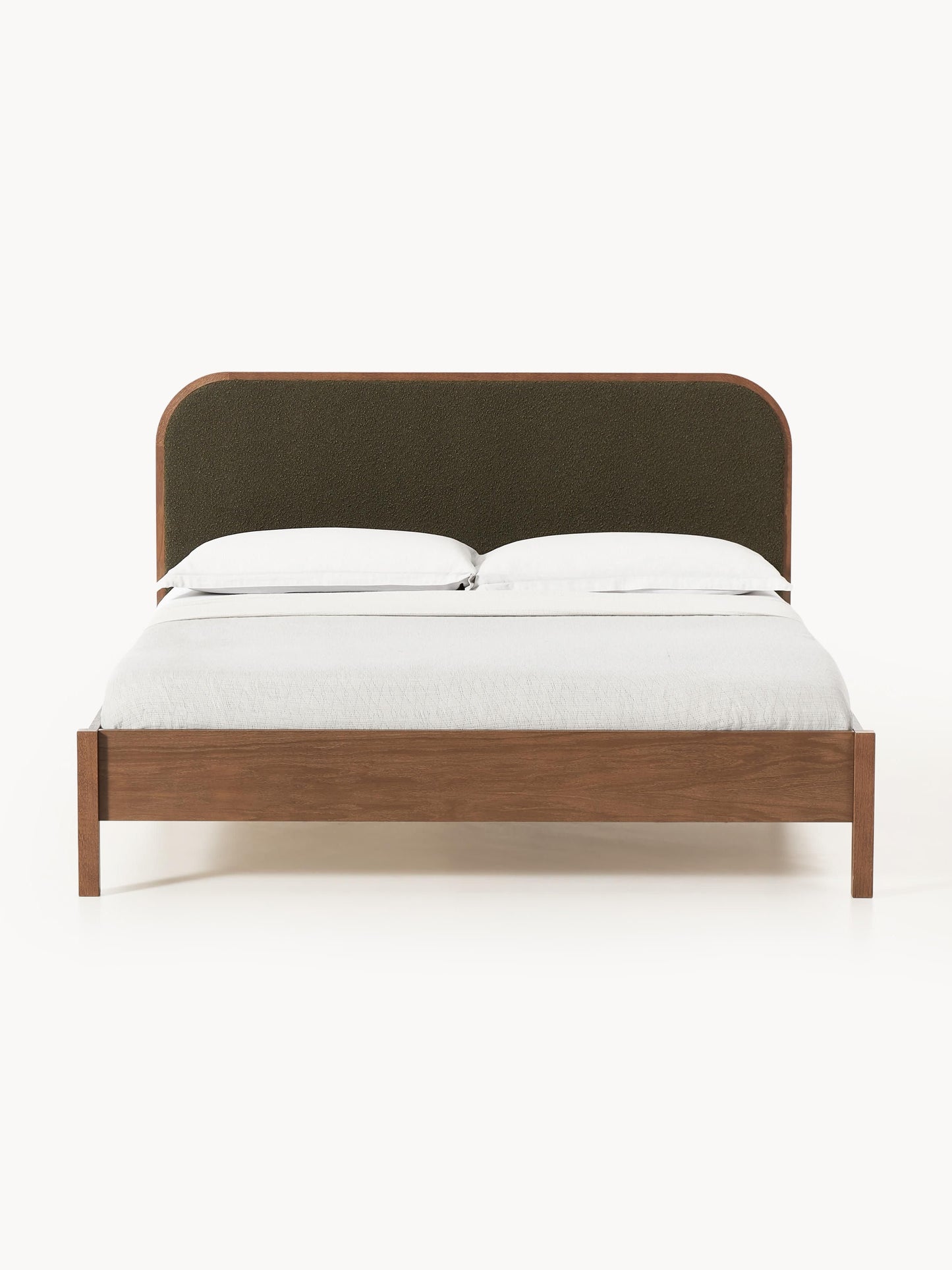 Jonquist Wooden Bed with Bouclé Headboard